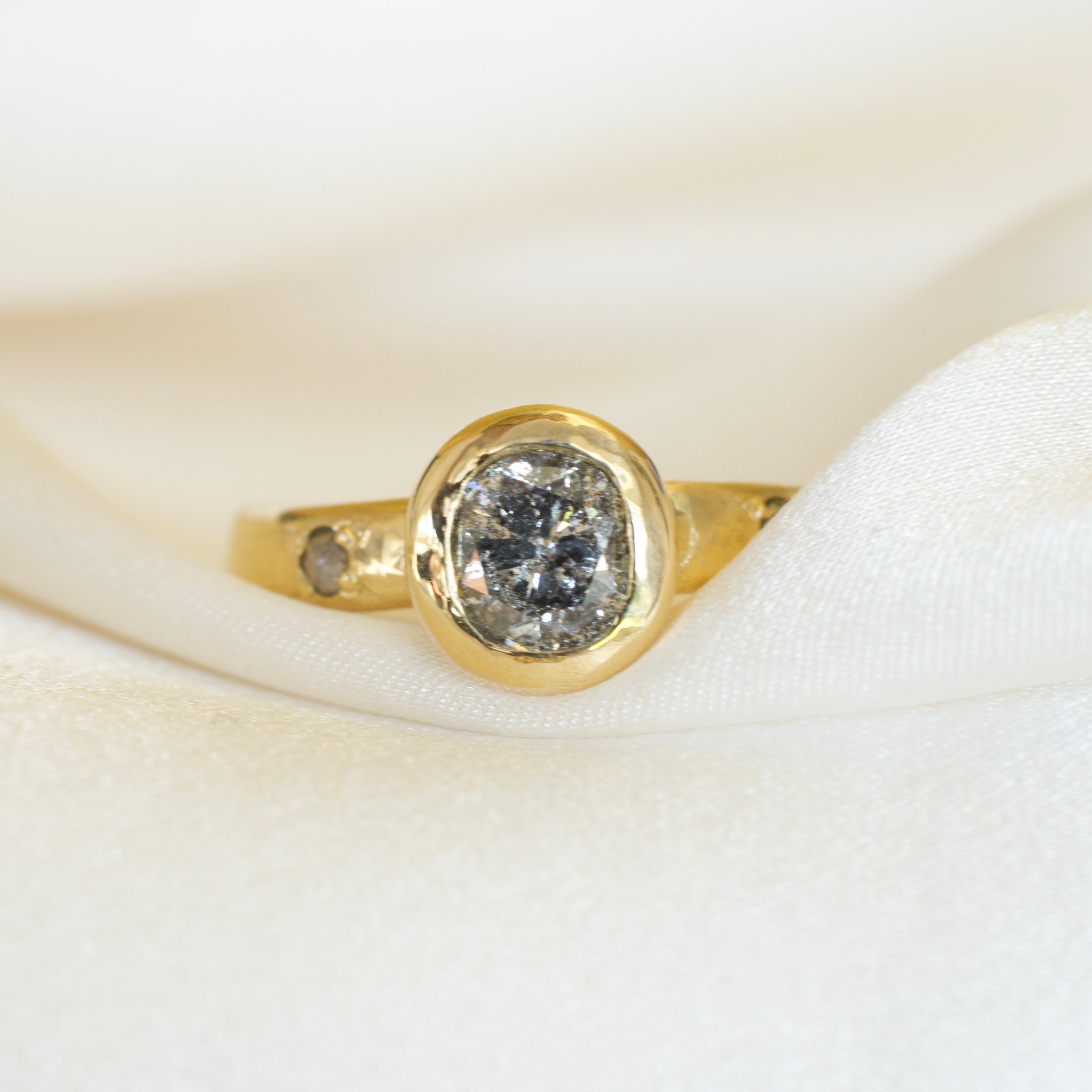 moonlight salt & pepper diamond engagement ring