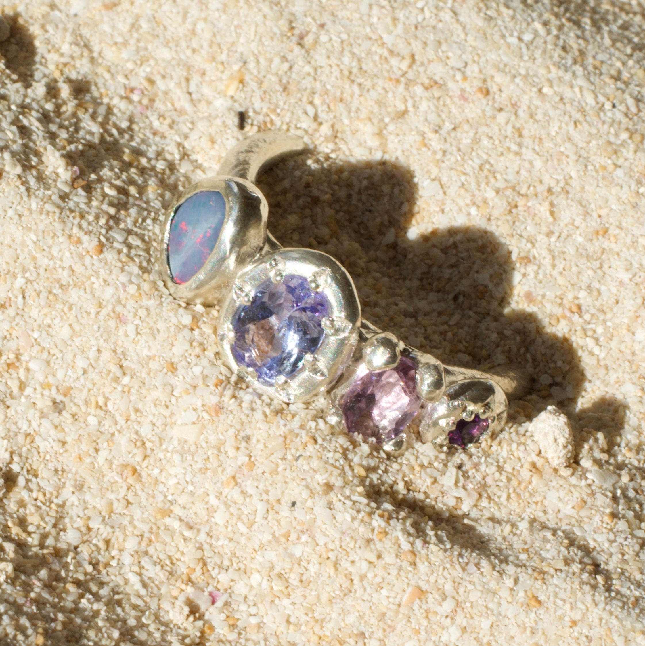 Siren Opal, Tanzanite & Amethyst Sterling Silver Ring