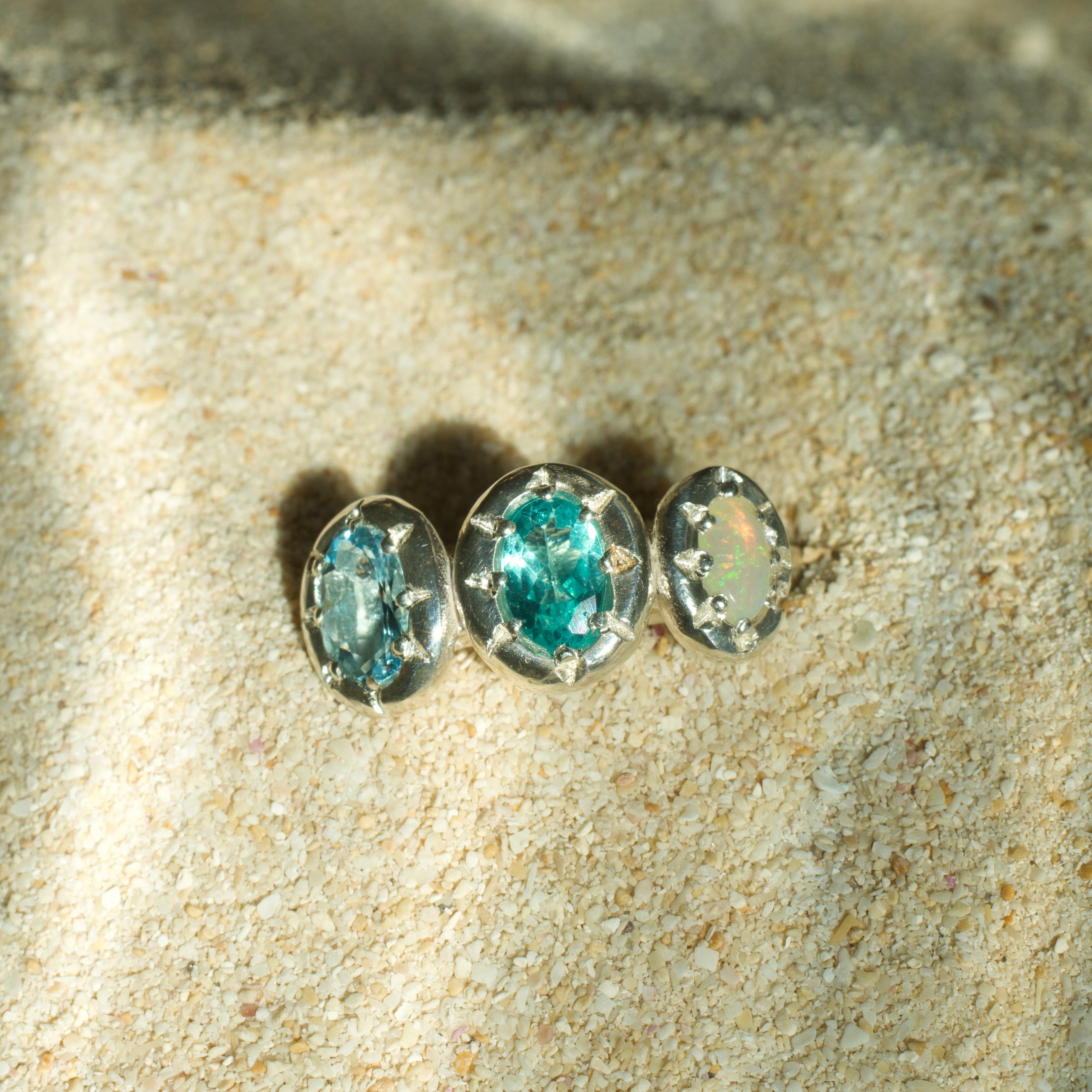 Cove Aquamarine, Apatite & Opal Sterling Silver Ring