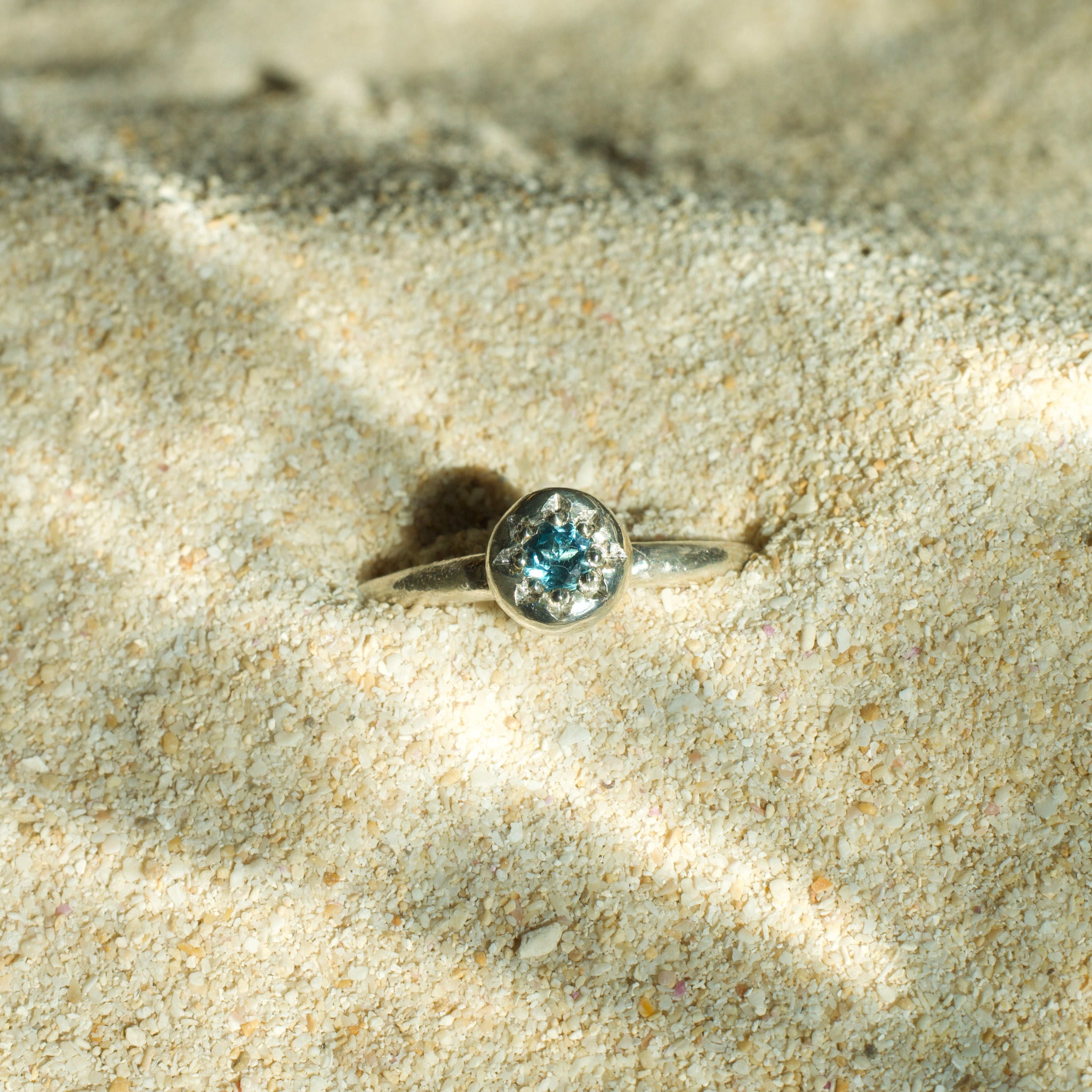 Marine Topaz Sterling Silver Ring