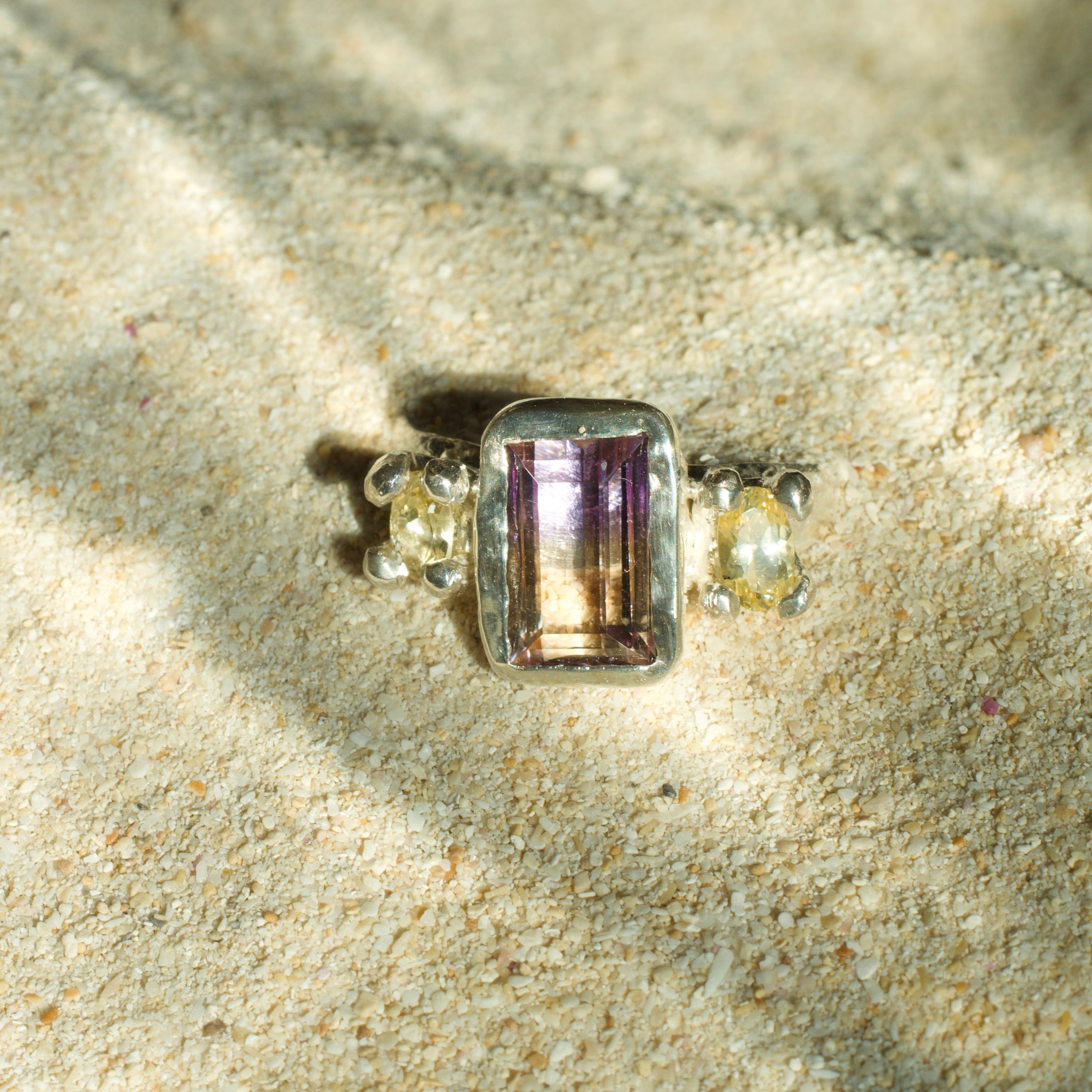 Seashells Ametrine & Sapphire Sterling Silver Ring