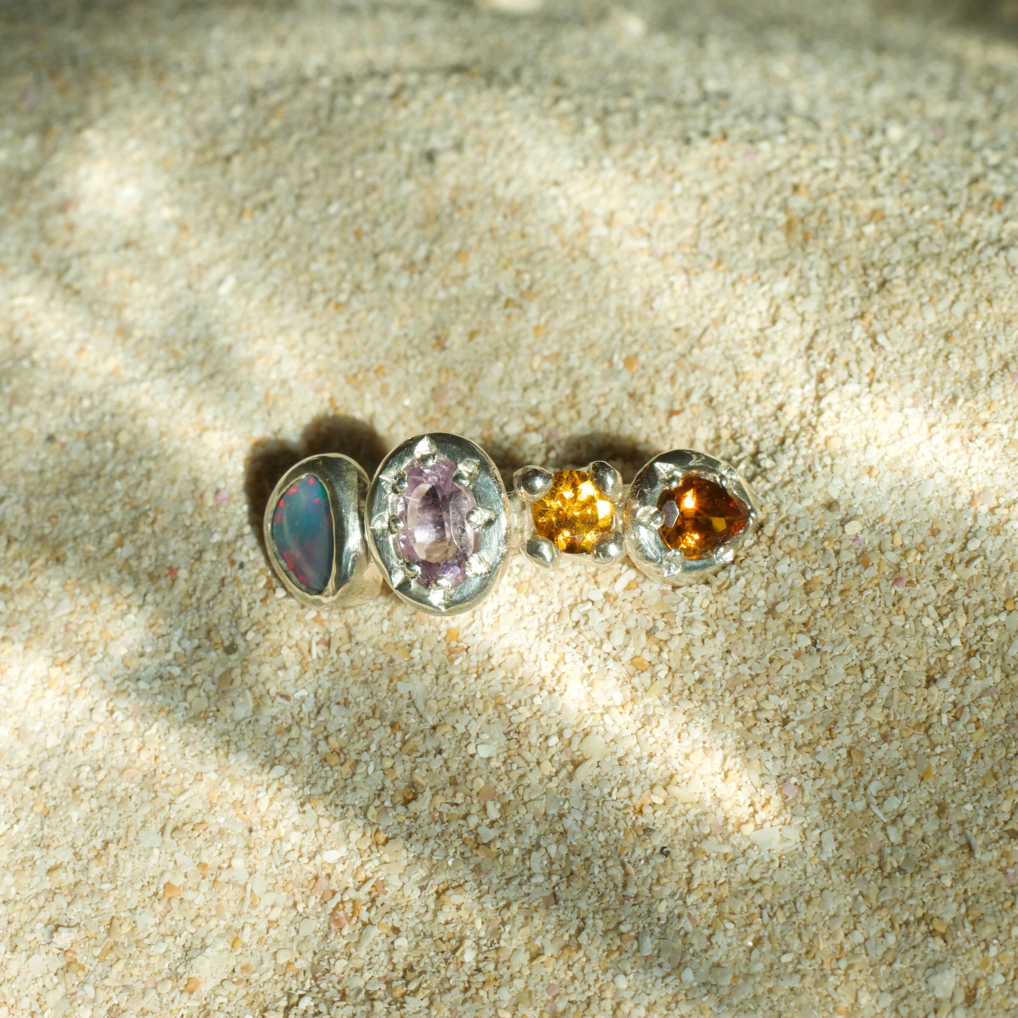Solara Opal, Amethyst, Citrine & Tourmaline Sterling Silver Ring