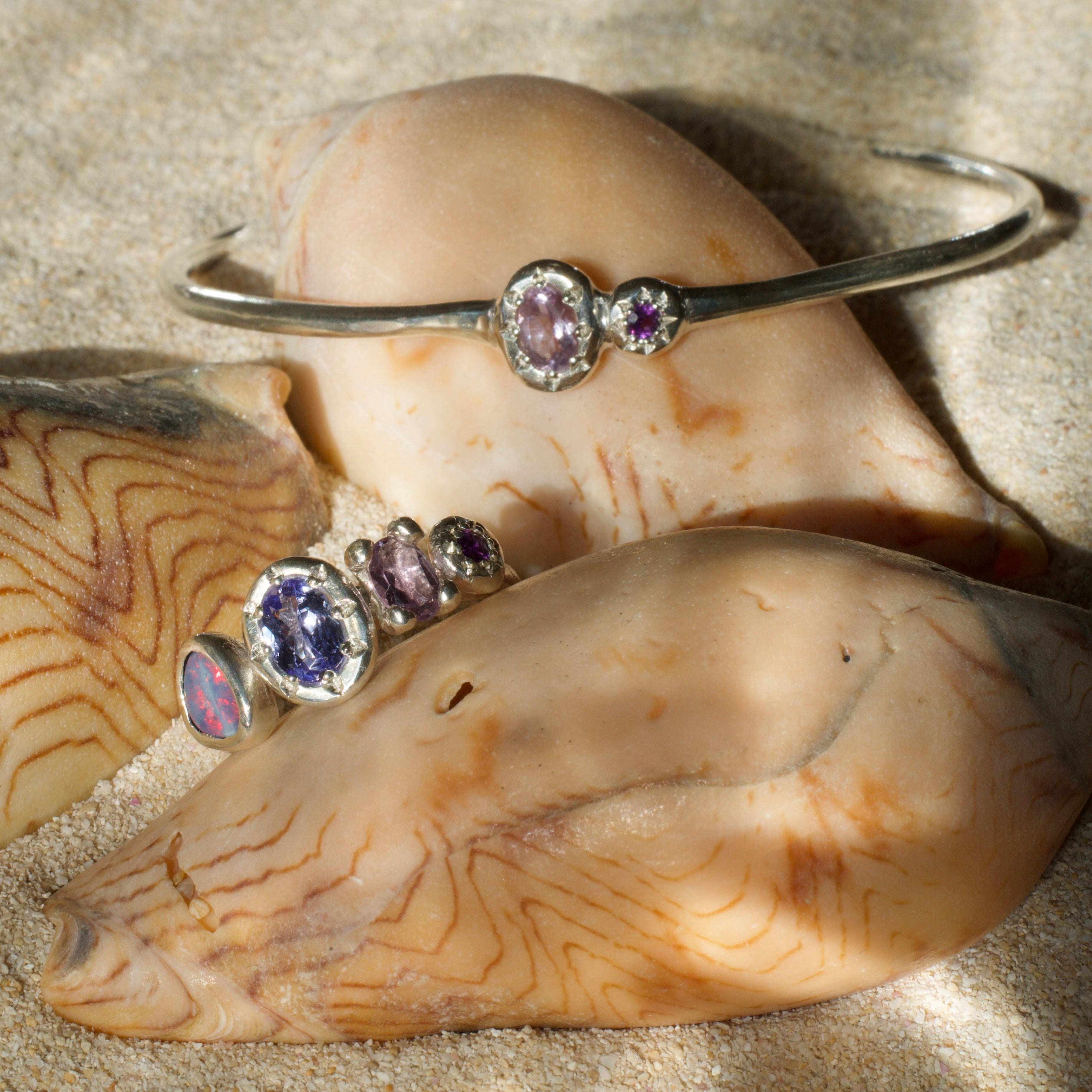 Siren Amethyst Sterling Silver Bangle