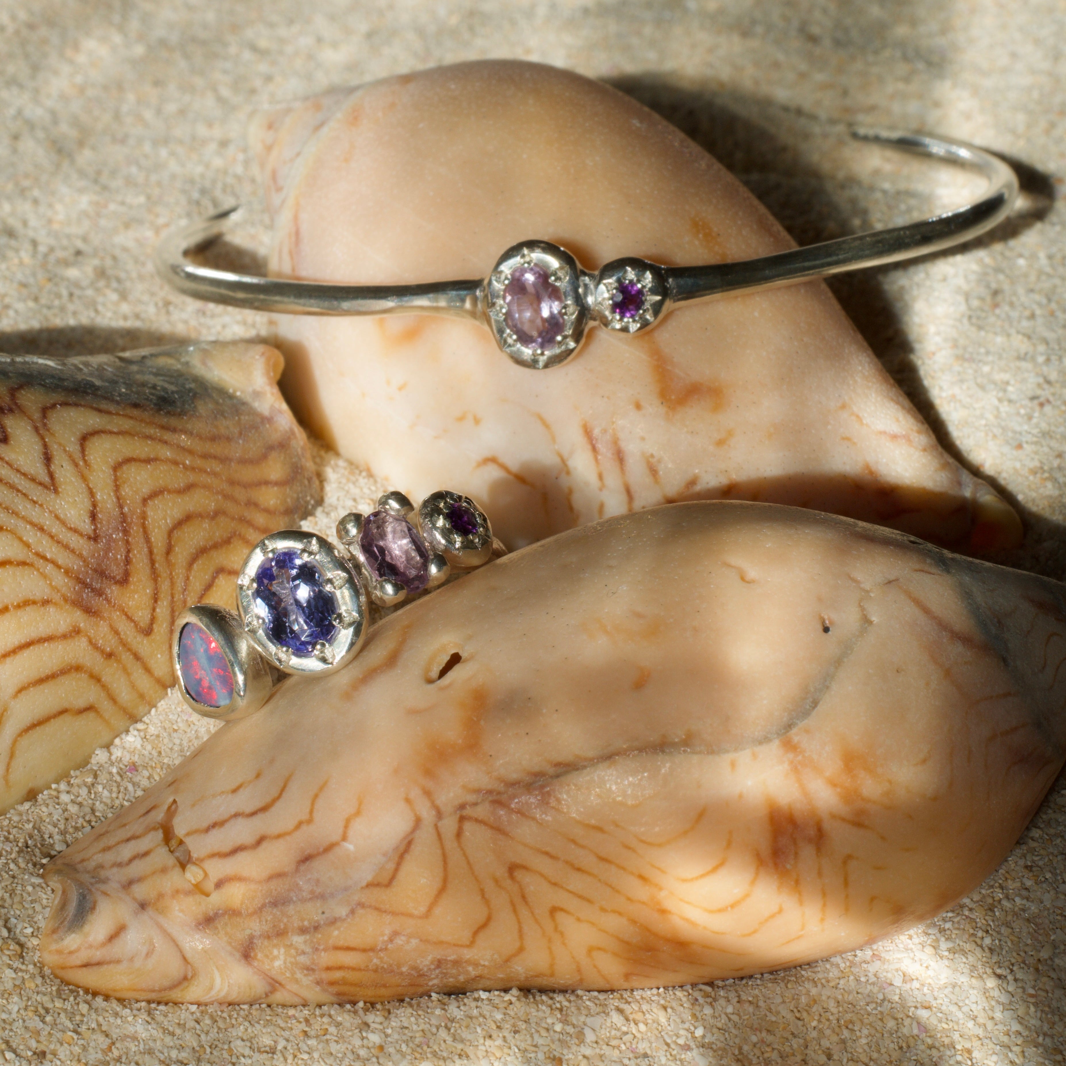 Siren Opal, Tanzanite & Amethyst Sterling Silver Ring