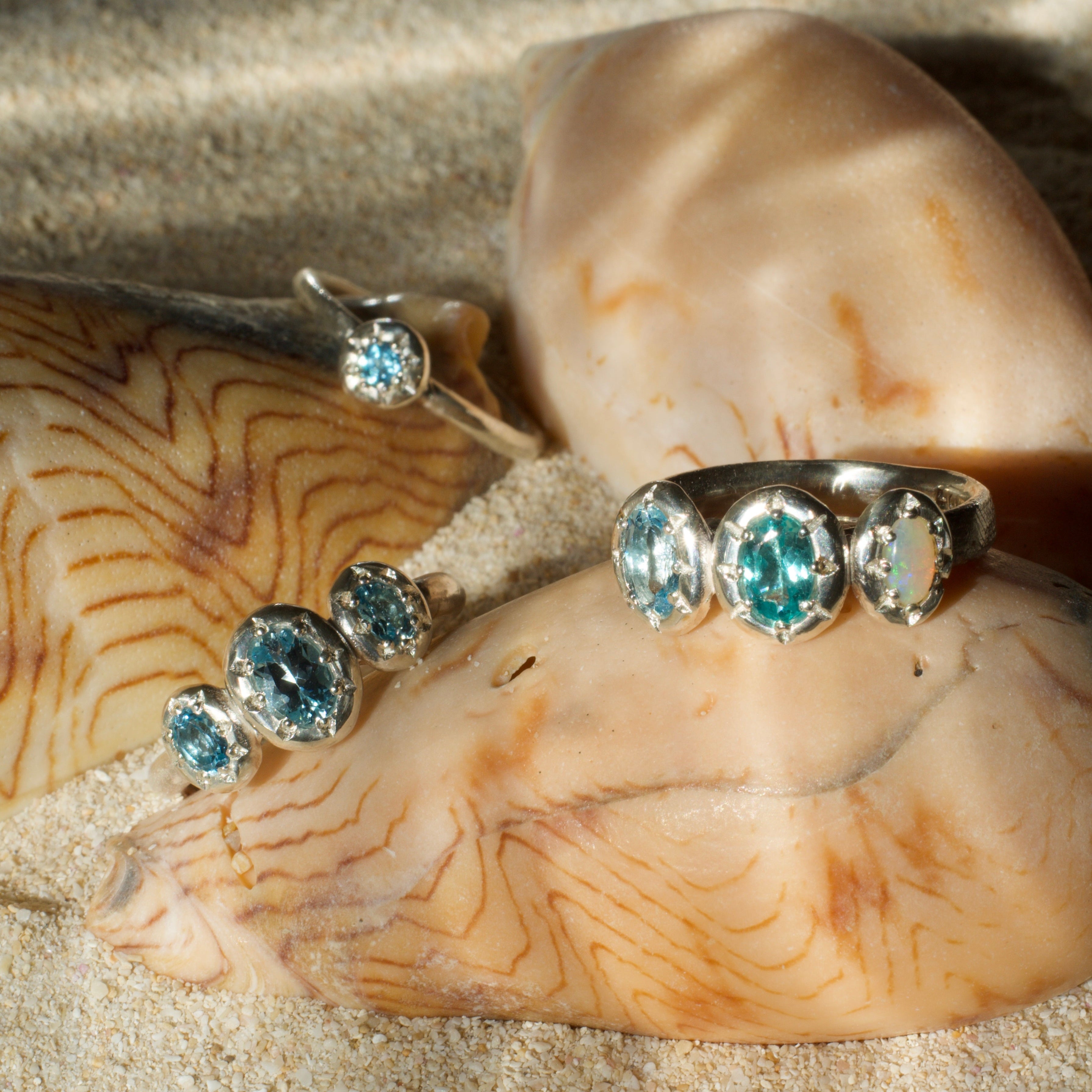 Marine Topaz Sterling Silver Ring