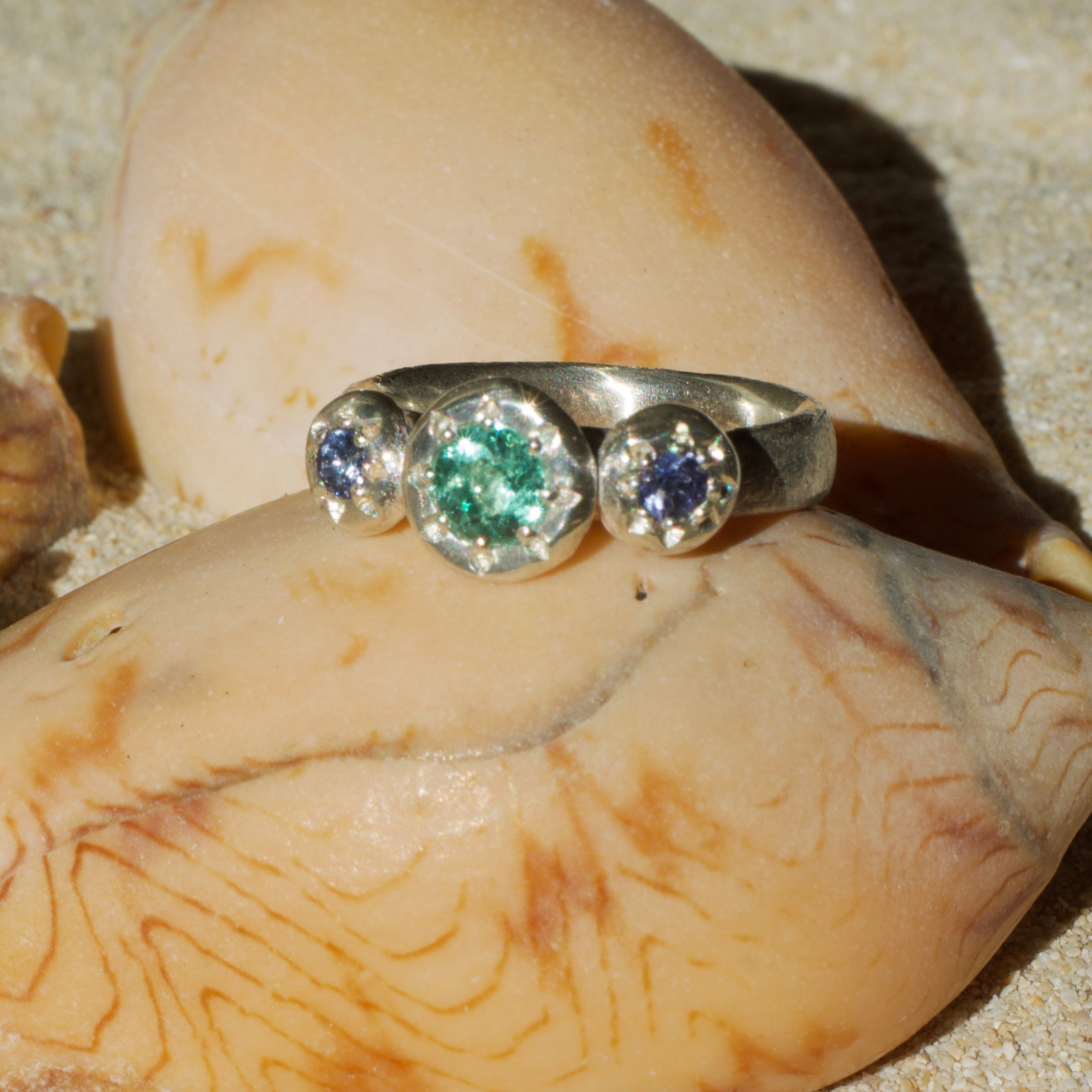 Nereid Emerald & Tanzanite Sterling Silver Ring