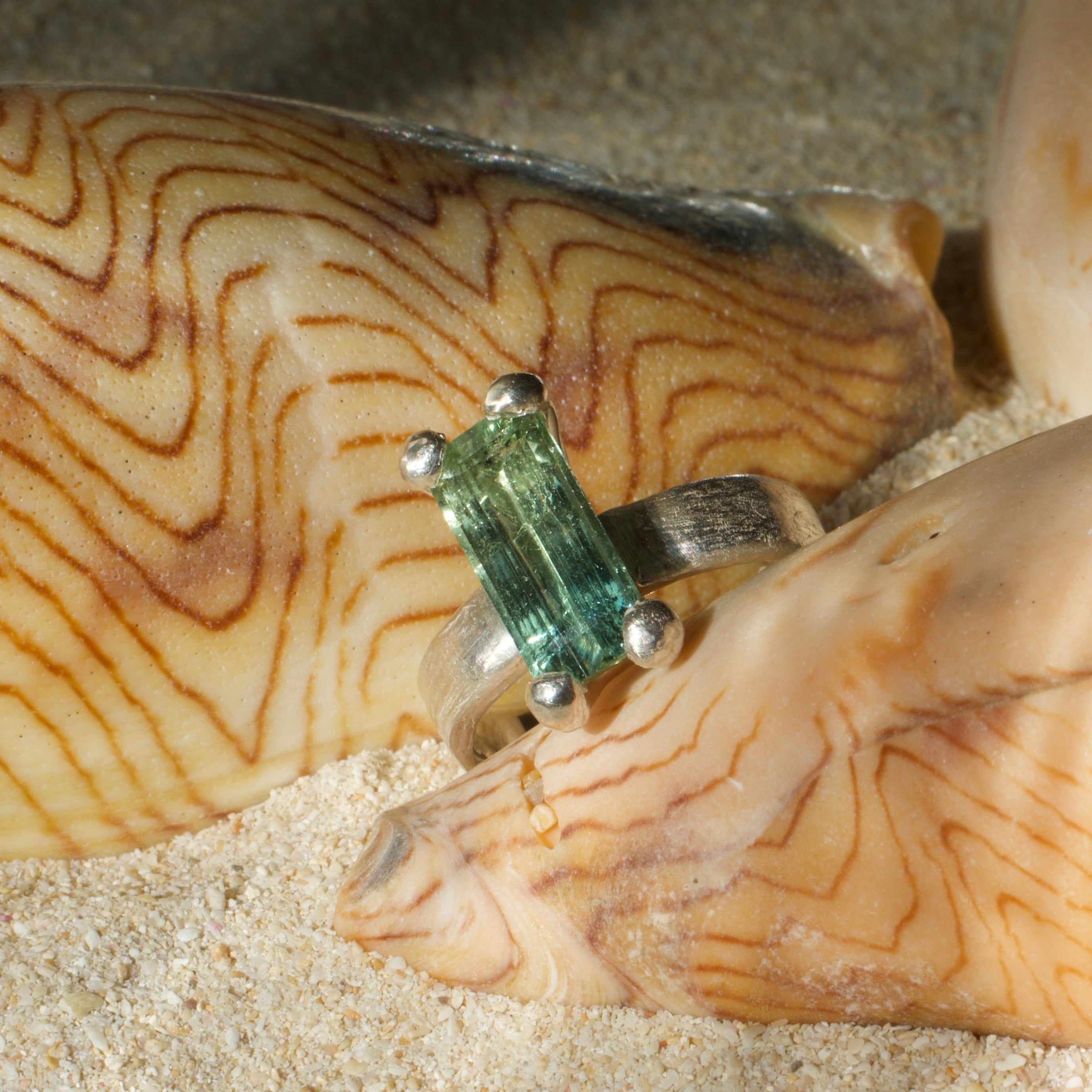 Tide Bi-Colour Green Tourmaline Sterling Silver Ring