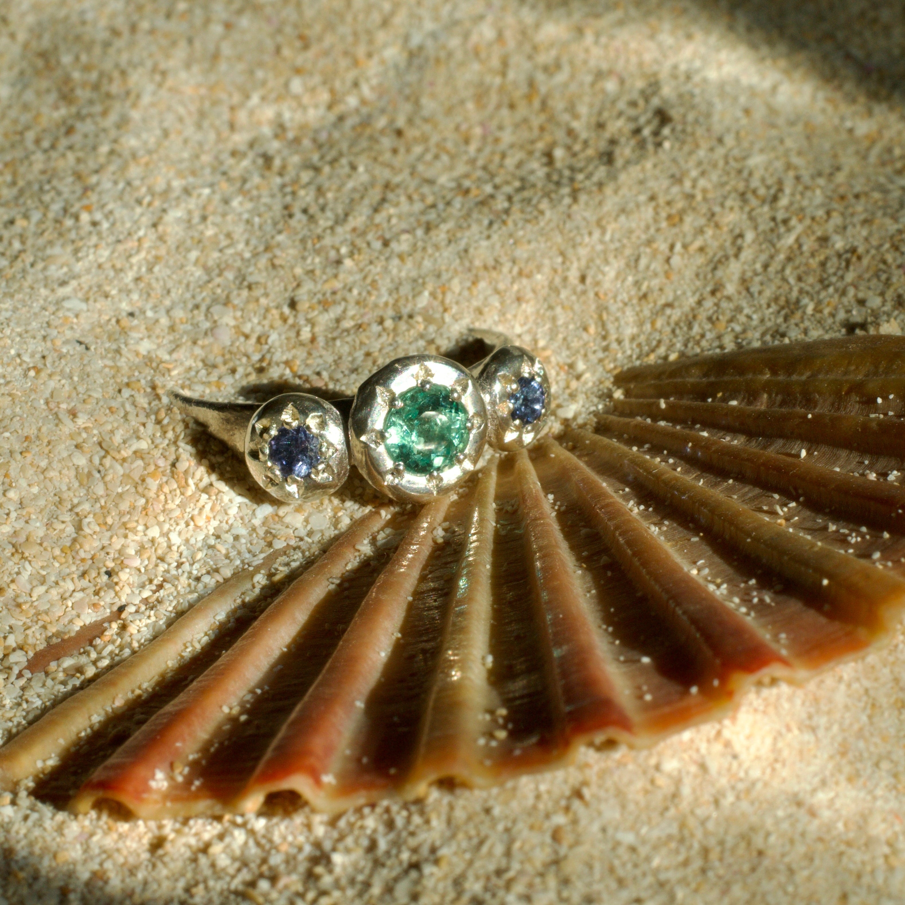 Nereid Emerald & Tanzanite Sterling Silver Ring