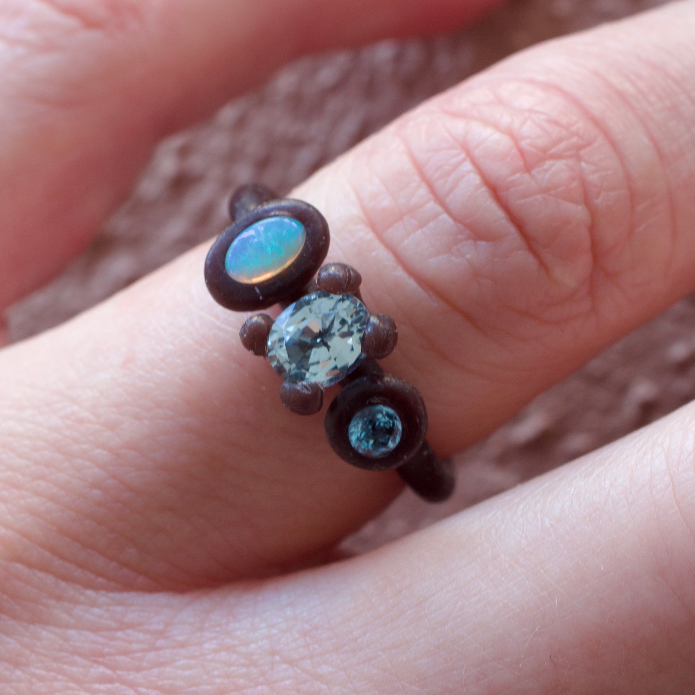Glittering Isle Aquamarine, Opal & Topaz Ring