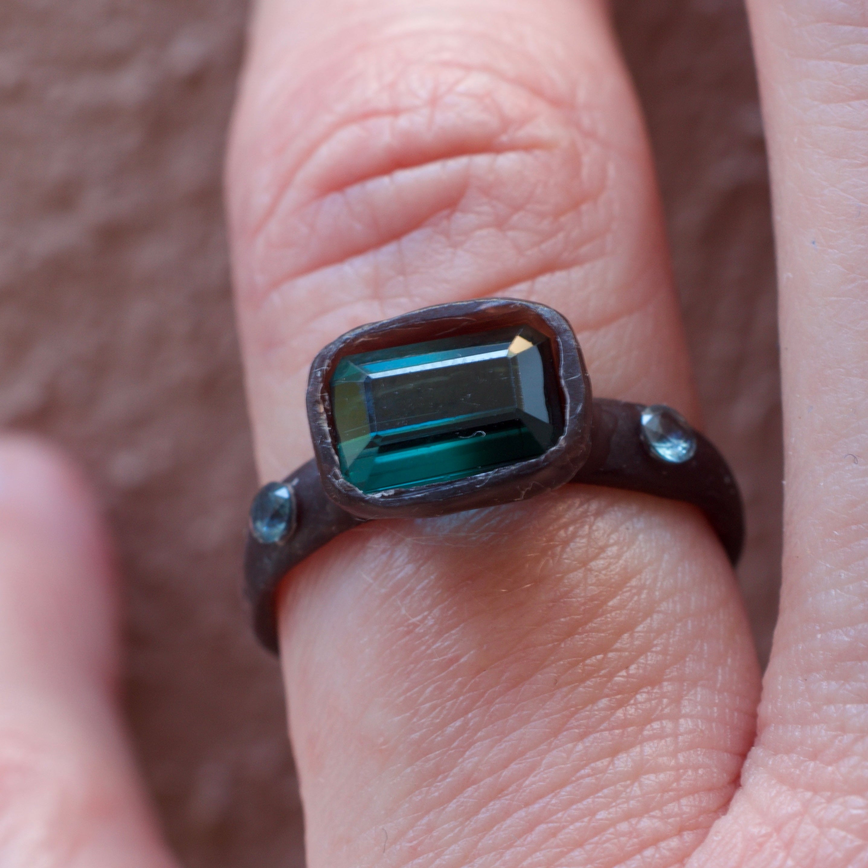 Moonlit Ocean Bi-Colour Tourmaline Ring
