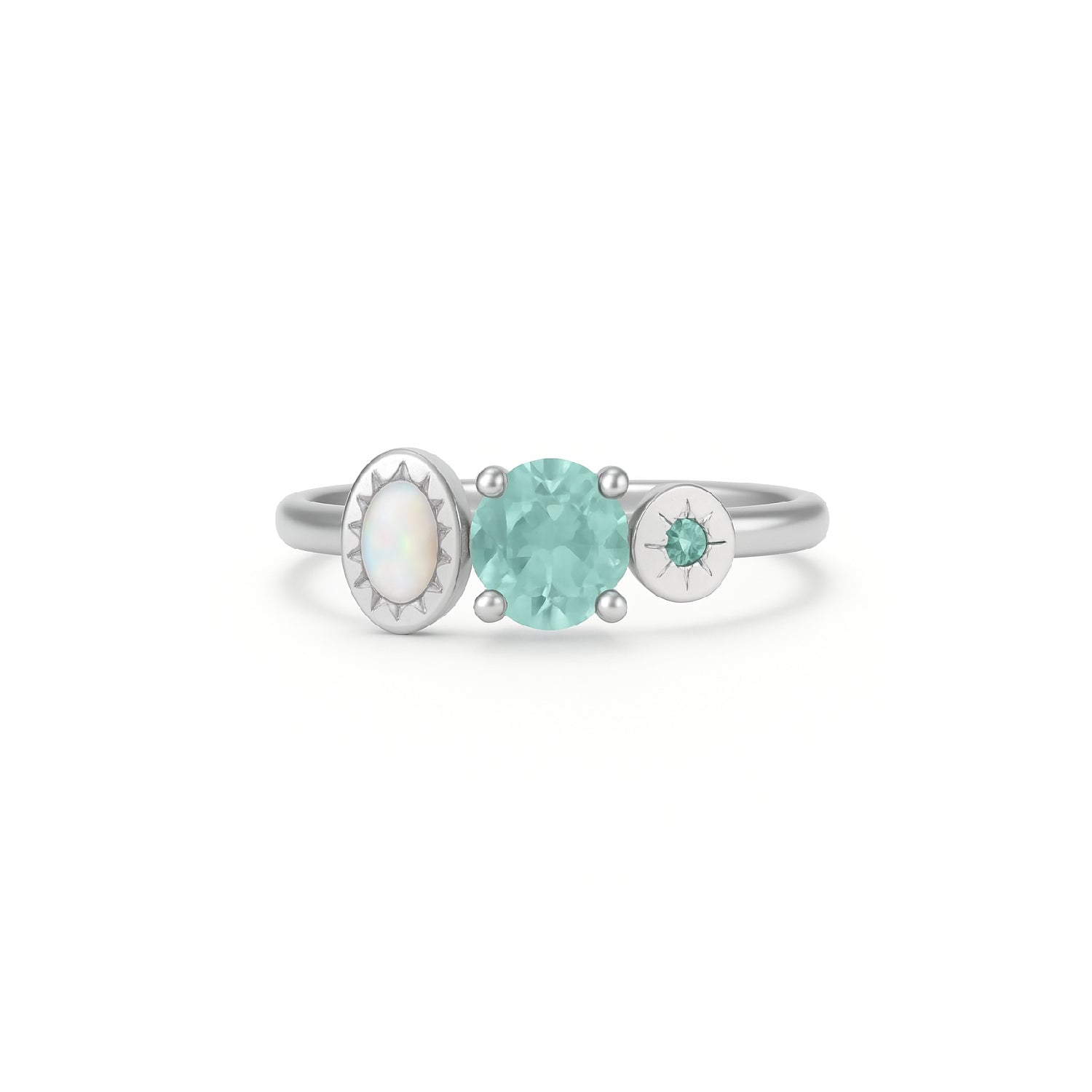 Glittering Isle Aquamarine, Opal & Topaz Ring