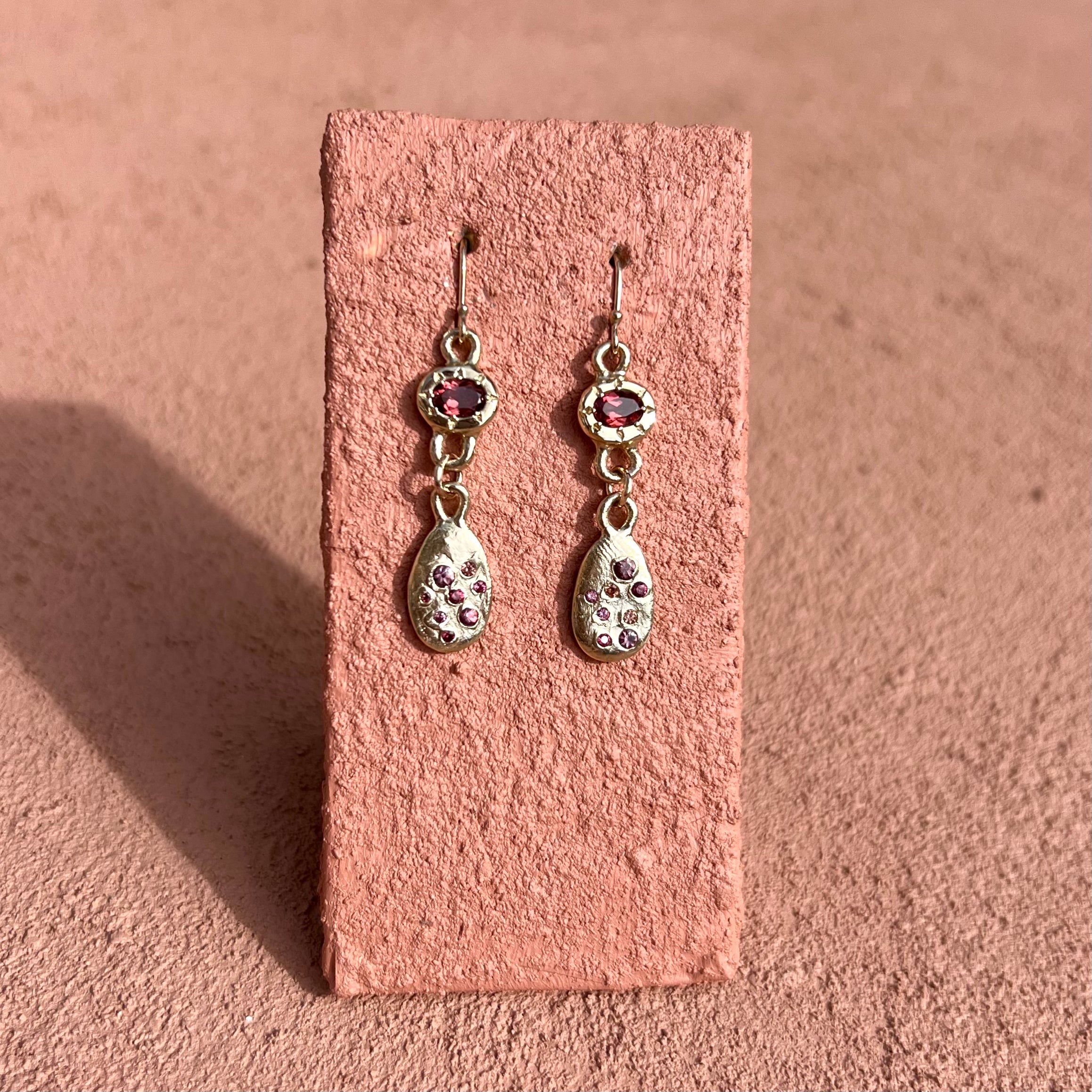 lotus garnet earrings