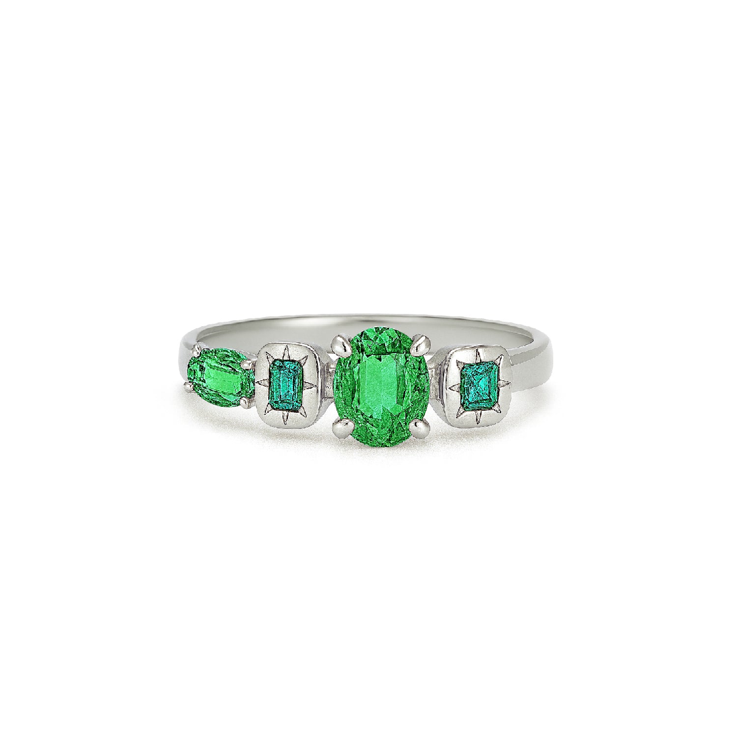 Laguna Teal Sapphire & Tourmaline Ring