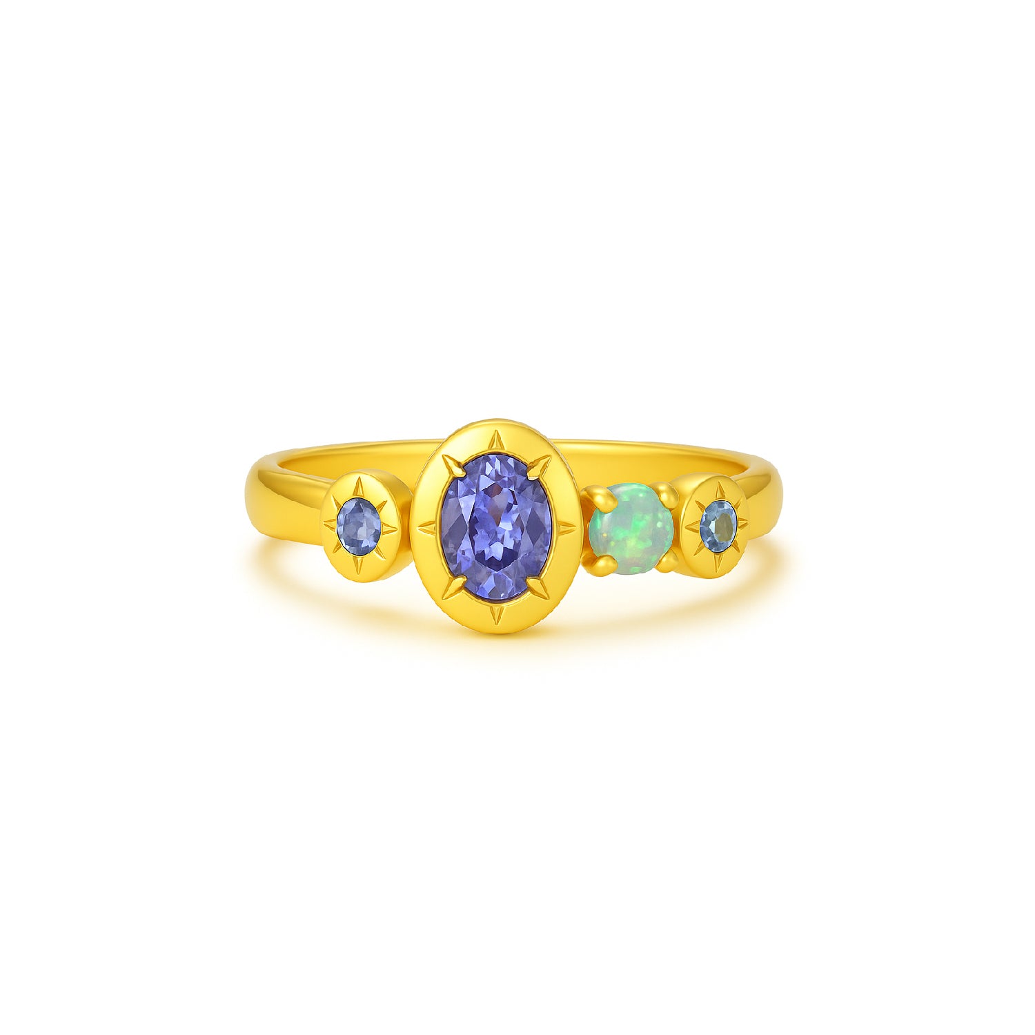 Opal Shores Opal, Tanzanite and Sapphire Ring