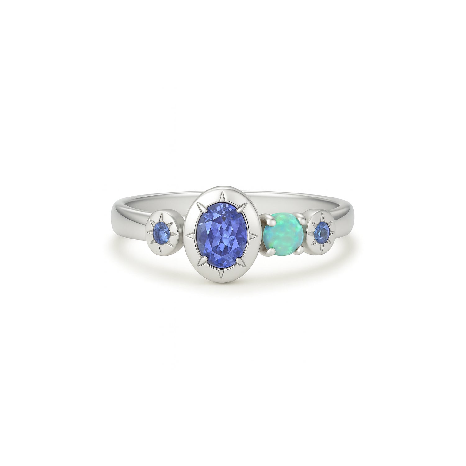 Opal Shores Opal, Tanzanite and Sapphire Ring