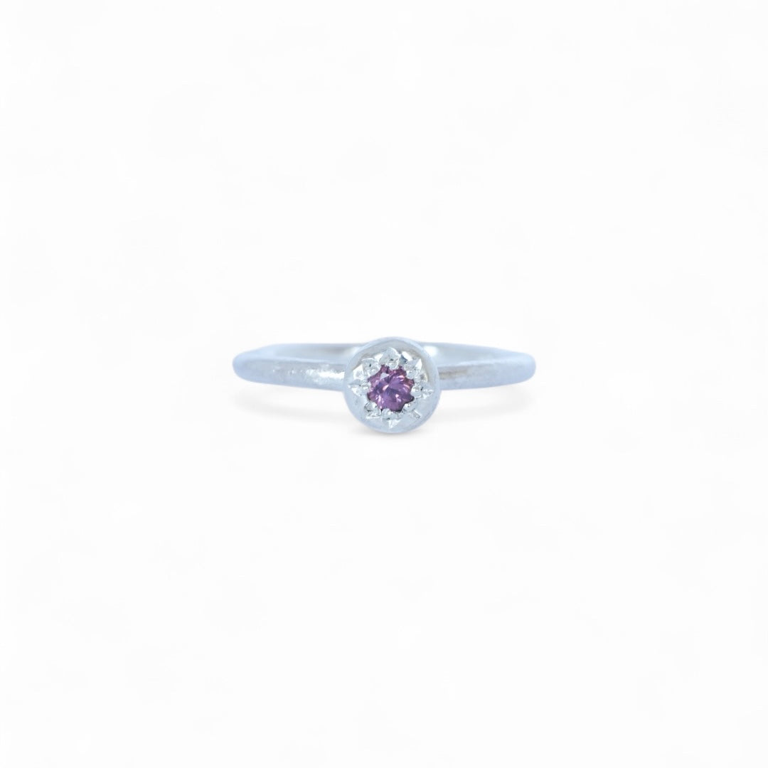 Seastar Pink Sapphire Sterling Silver Ring