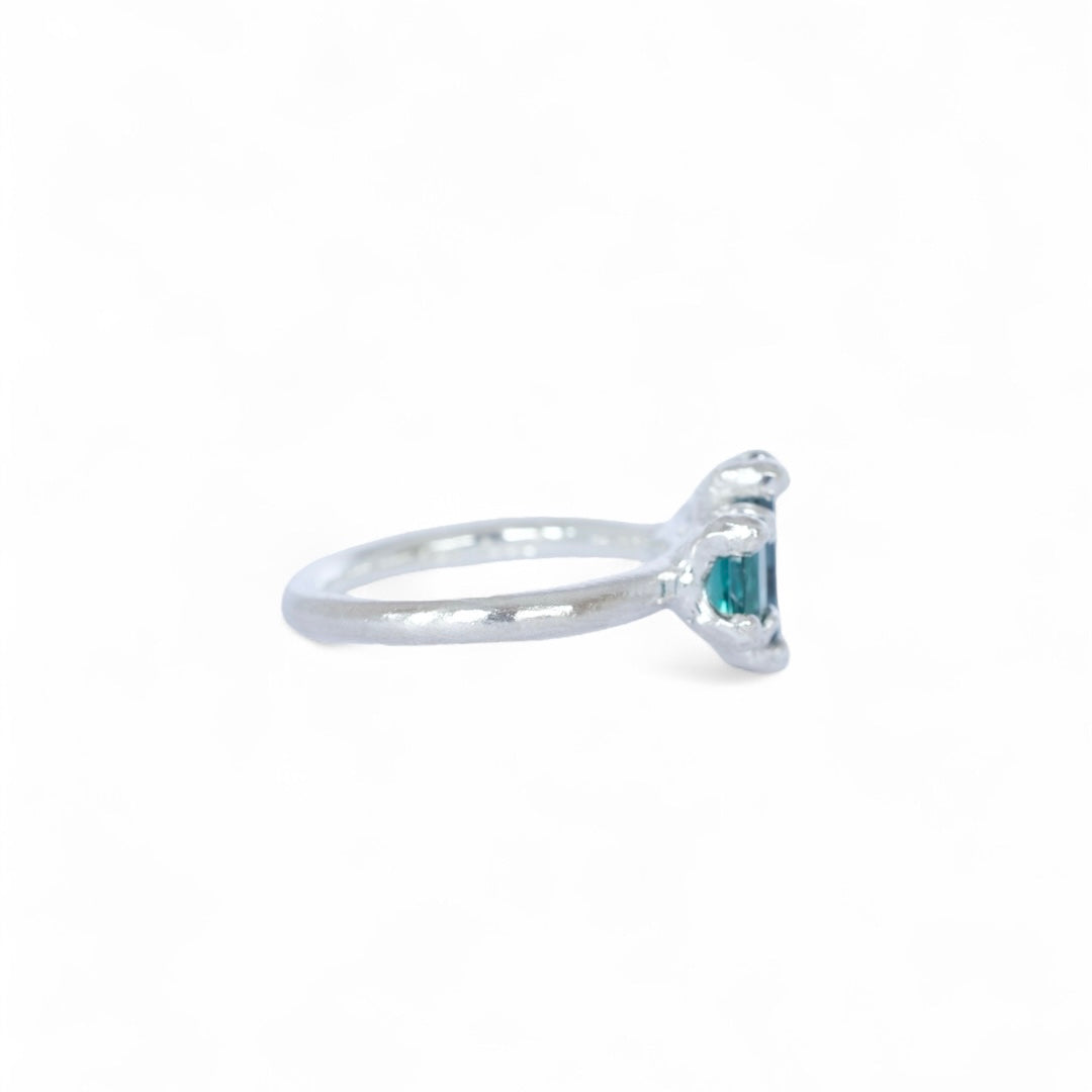 Sea Jewel Tourmaline & Sapphire Sterling Silver Ring