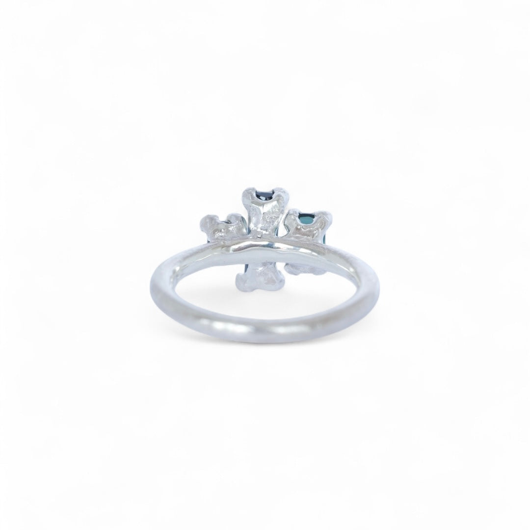 Sea Jewel Tourmaline & Sapphire Sterling Silver Ring