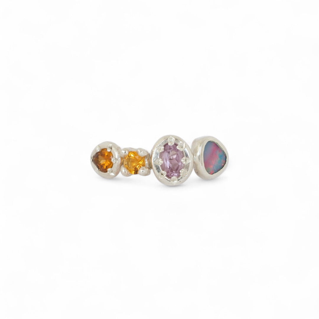 Solara Opal, Amethyst, Citrine & Tourmaline Sterling Silver Ring