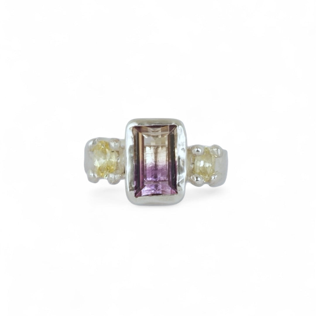 Seashells Ametrine & Sapphire Sterling Silver Ring