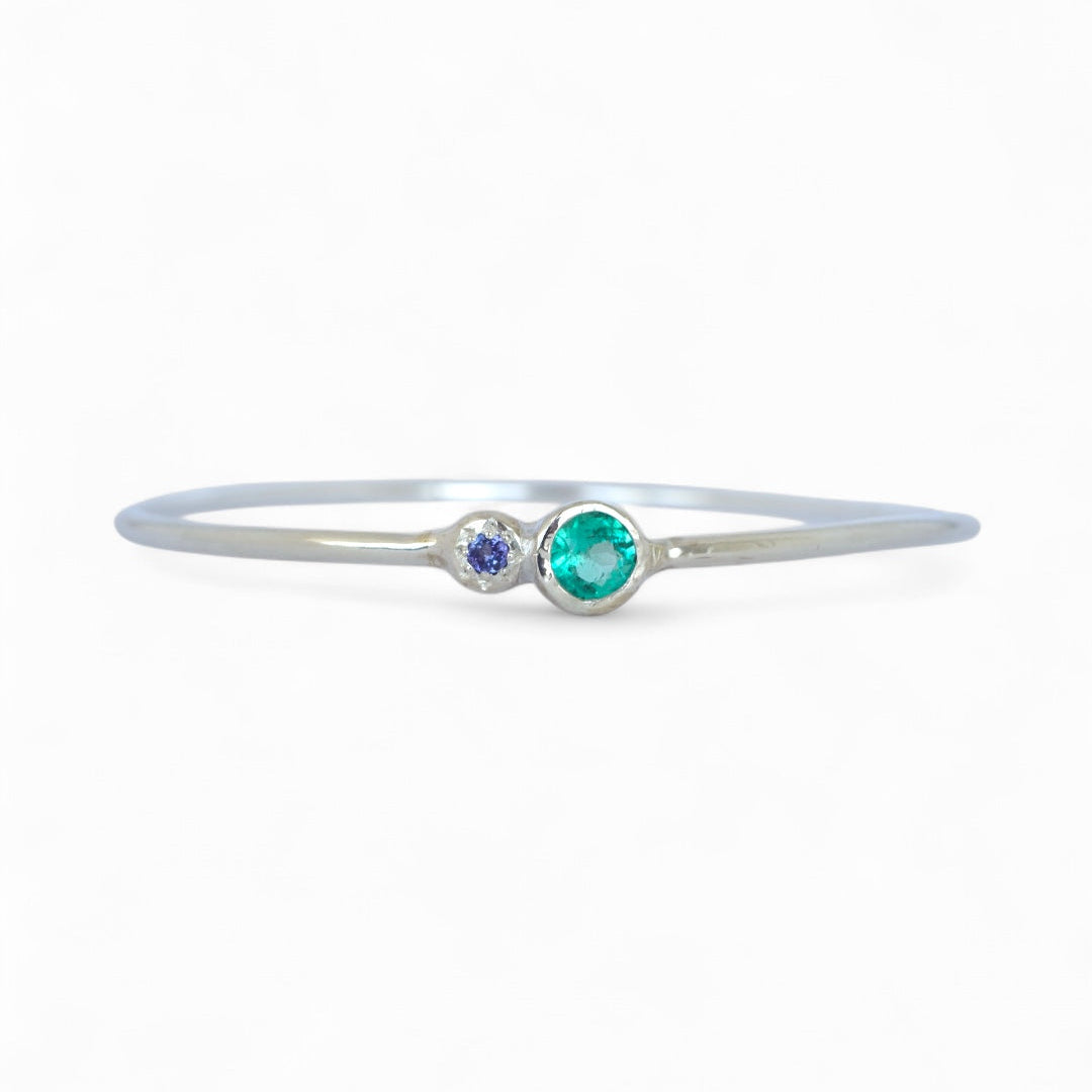 Nereid Emerald & Tanzanite Sterling Silver Bangle