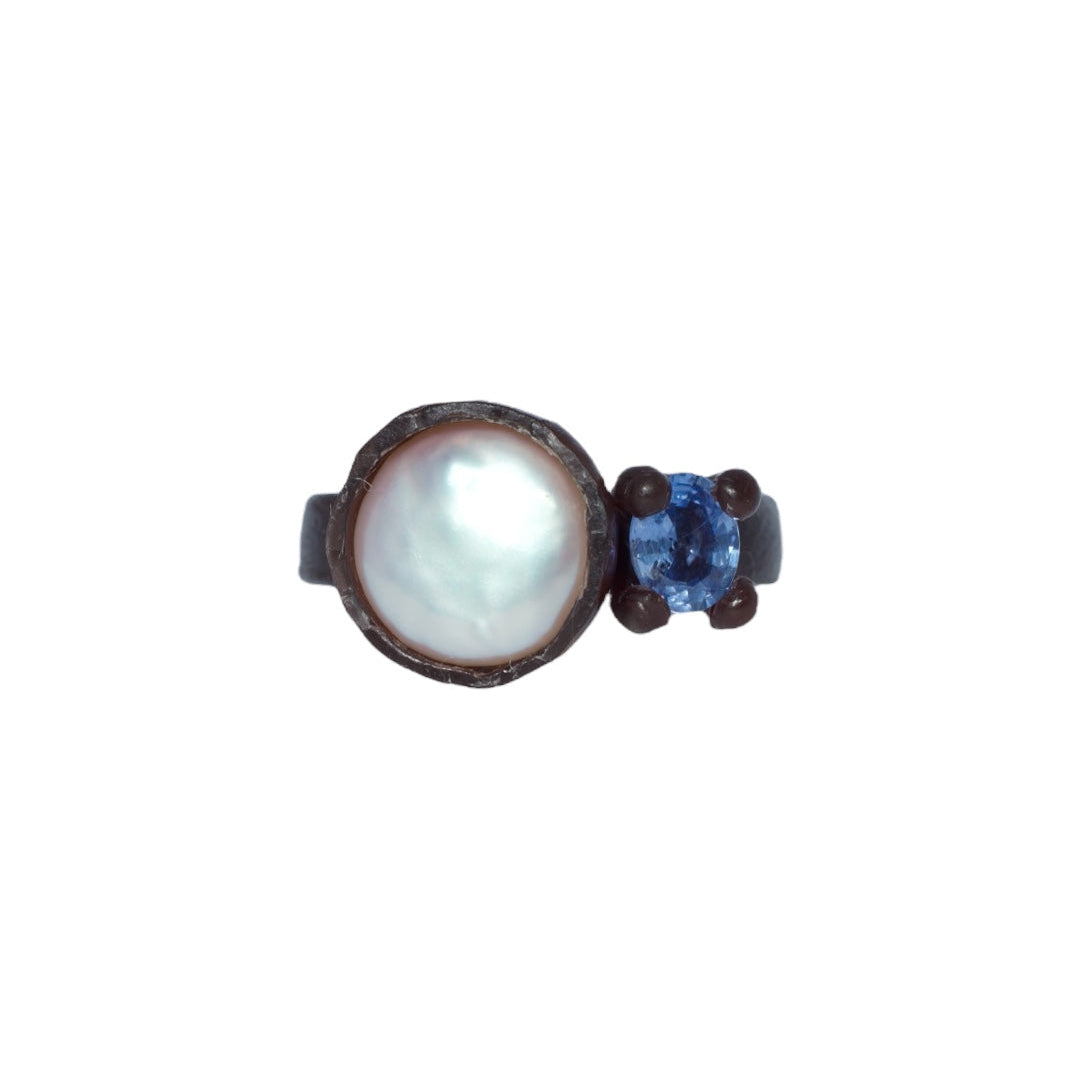Calypso Pearl and Sapphire Ring