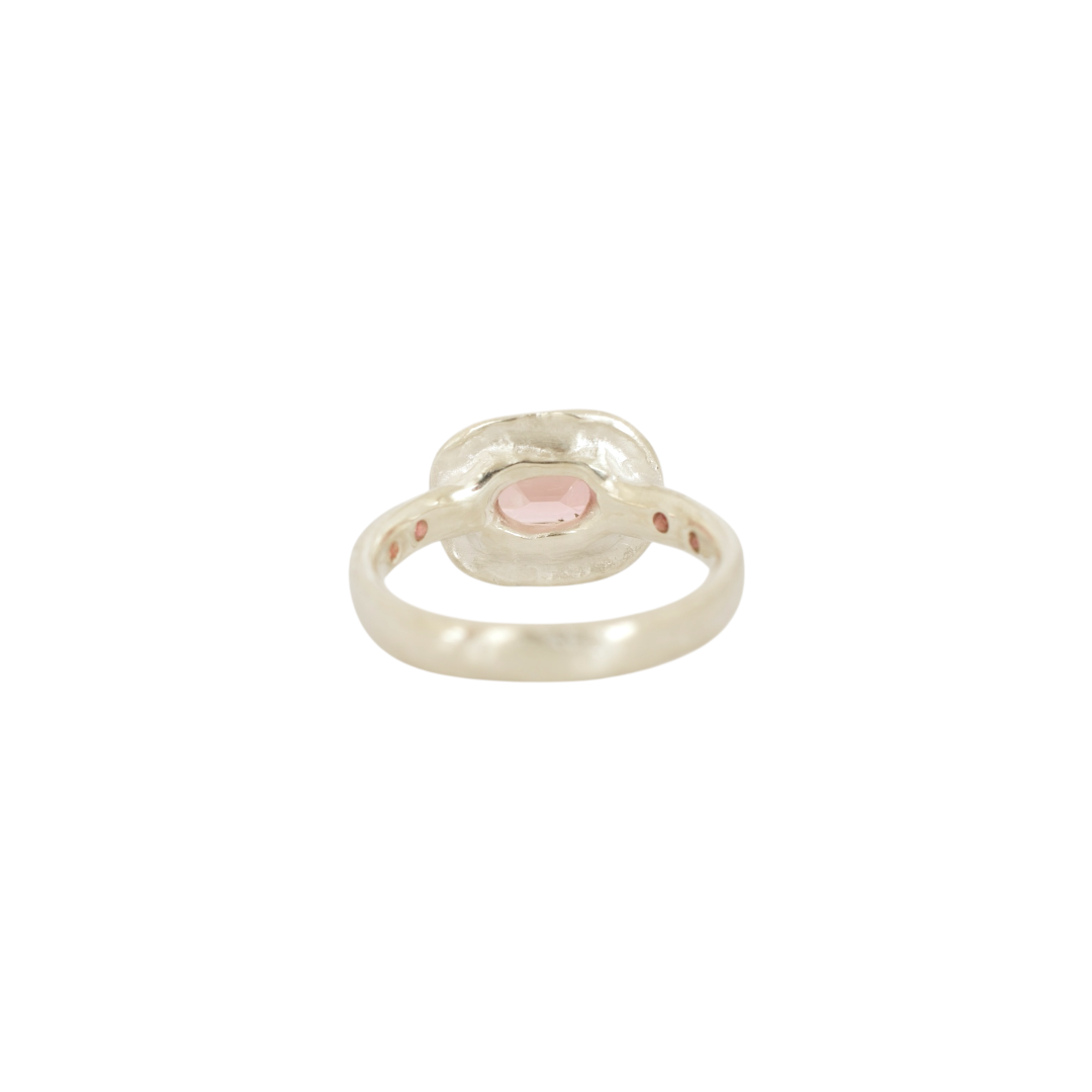 Heatwave Pink Tourmaline and Sapphire Ring