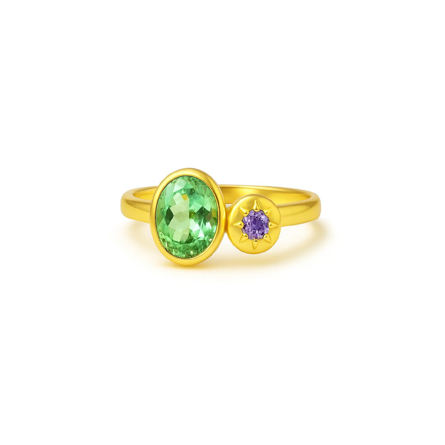 Seaglass Tourmaline & Tanzanite Ring