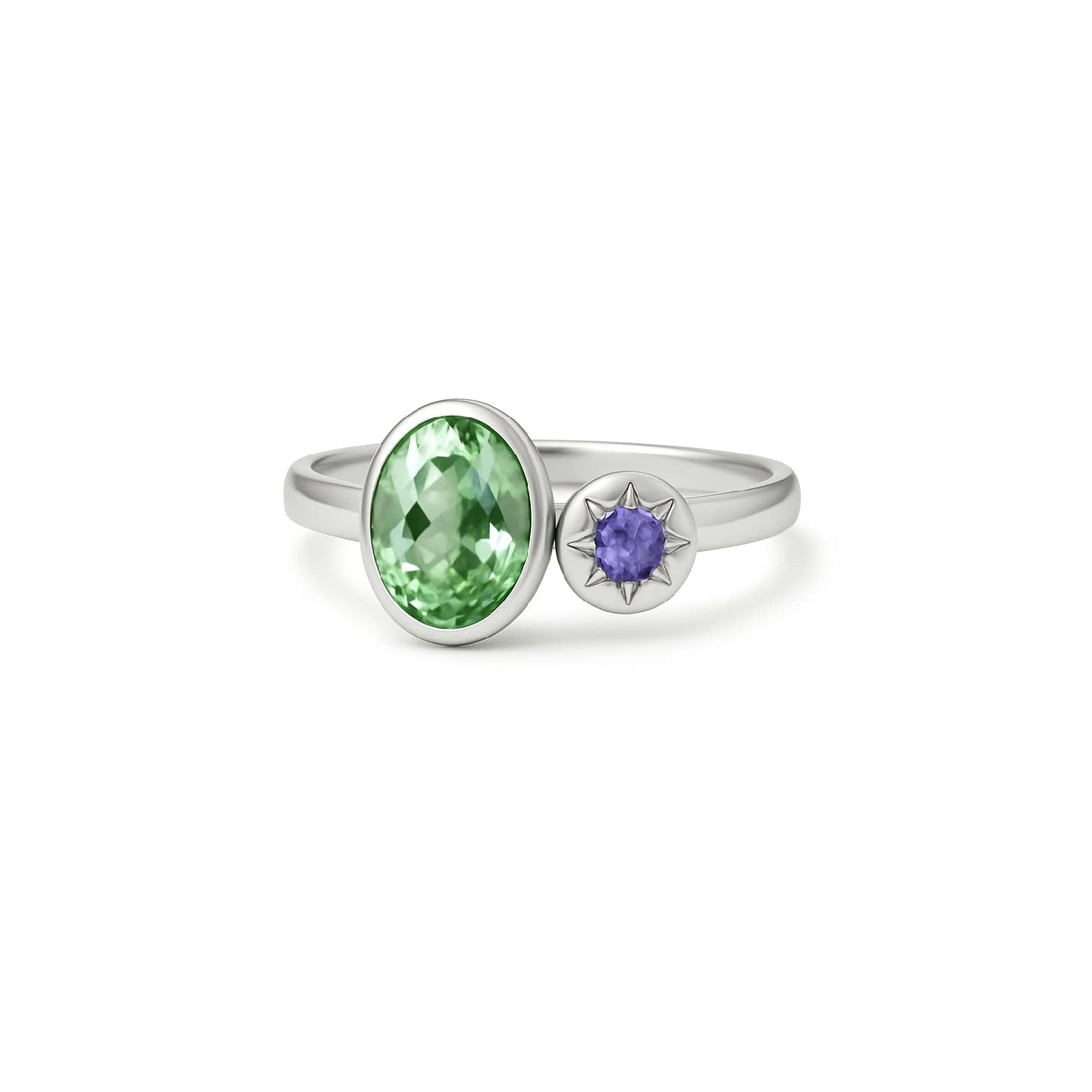 Seaglass Tourmaline & Tanzanite Ring
