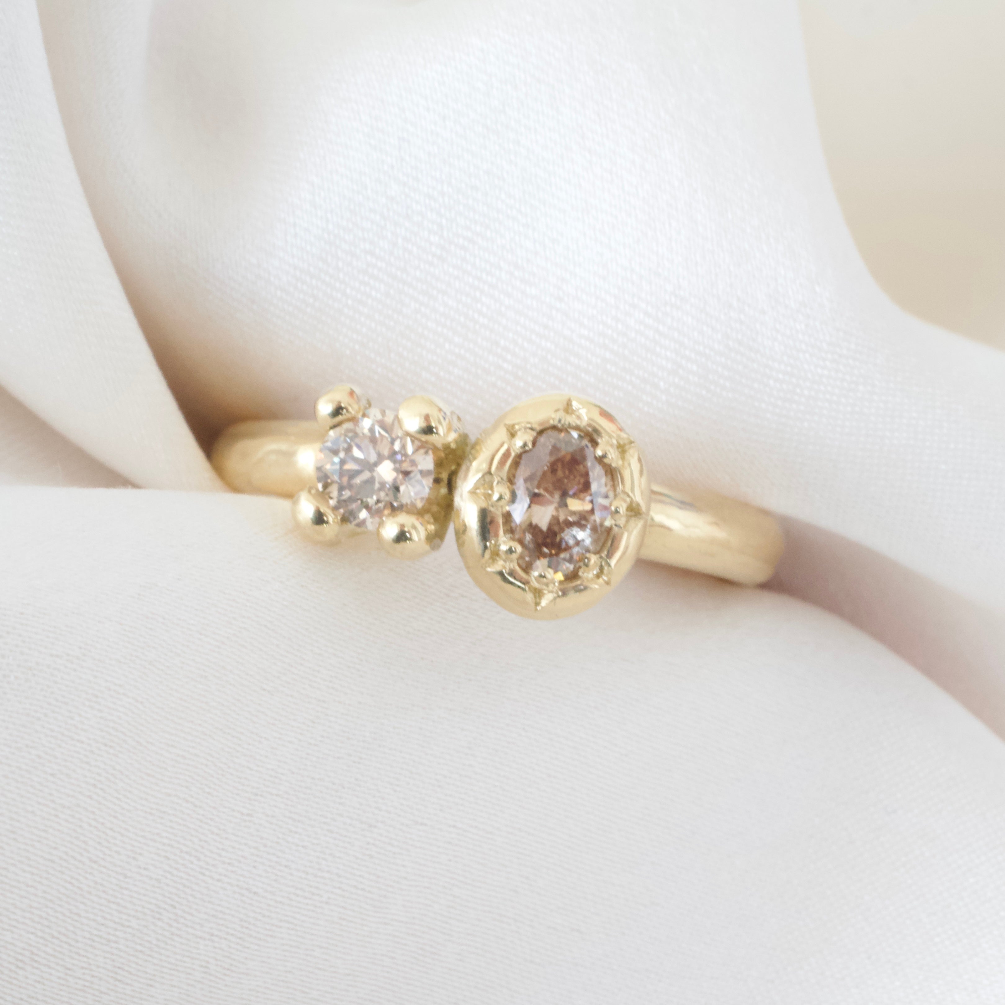 the two of us champagne diamond engagement ring