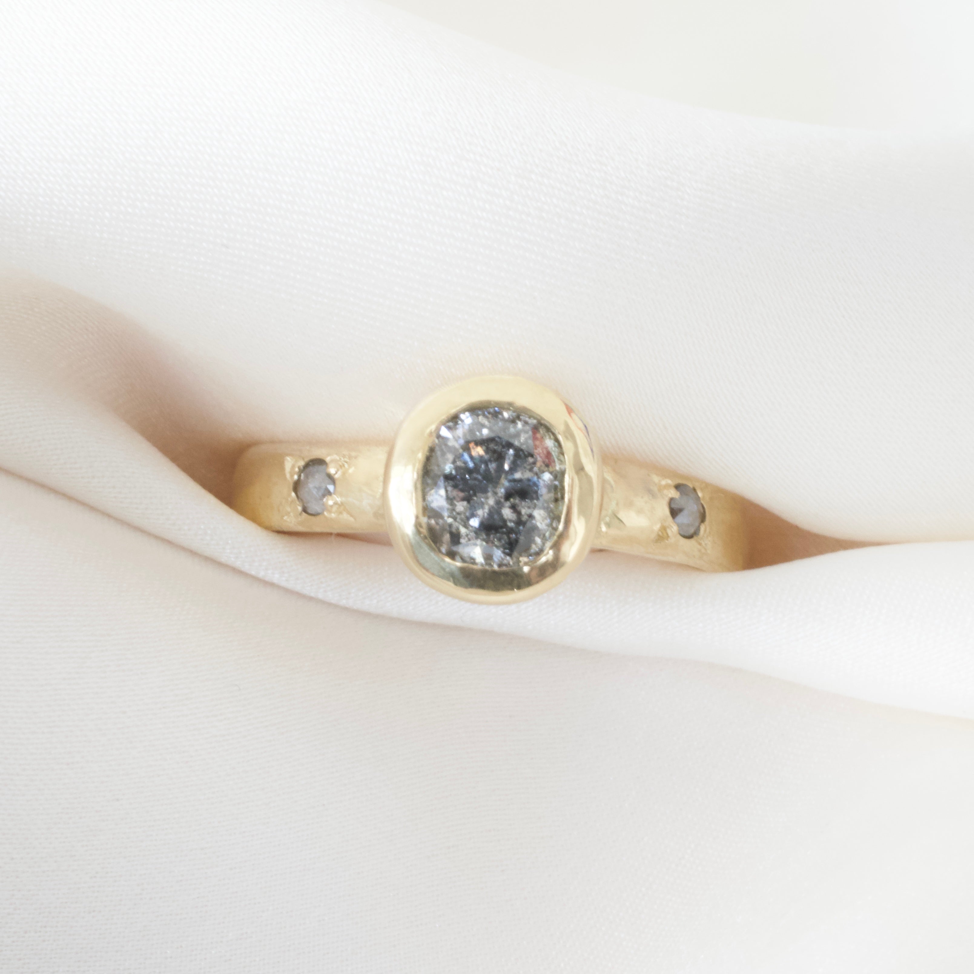 moonlight salt & pepper diamond engagement ring