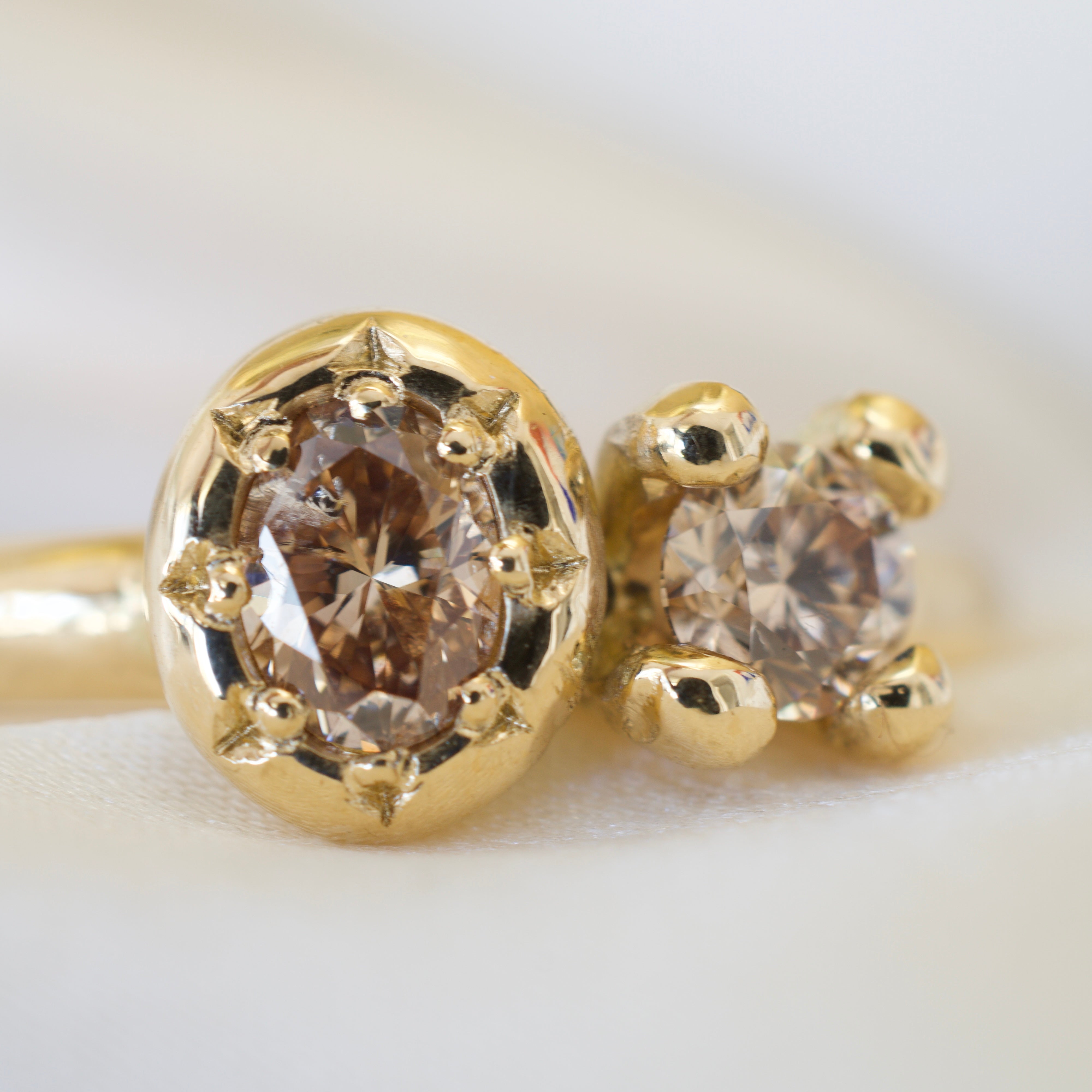 the two of us champagne diamond engagement ring