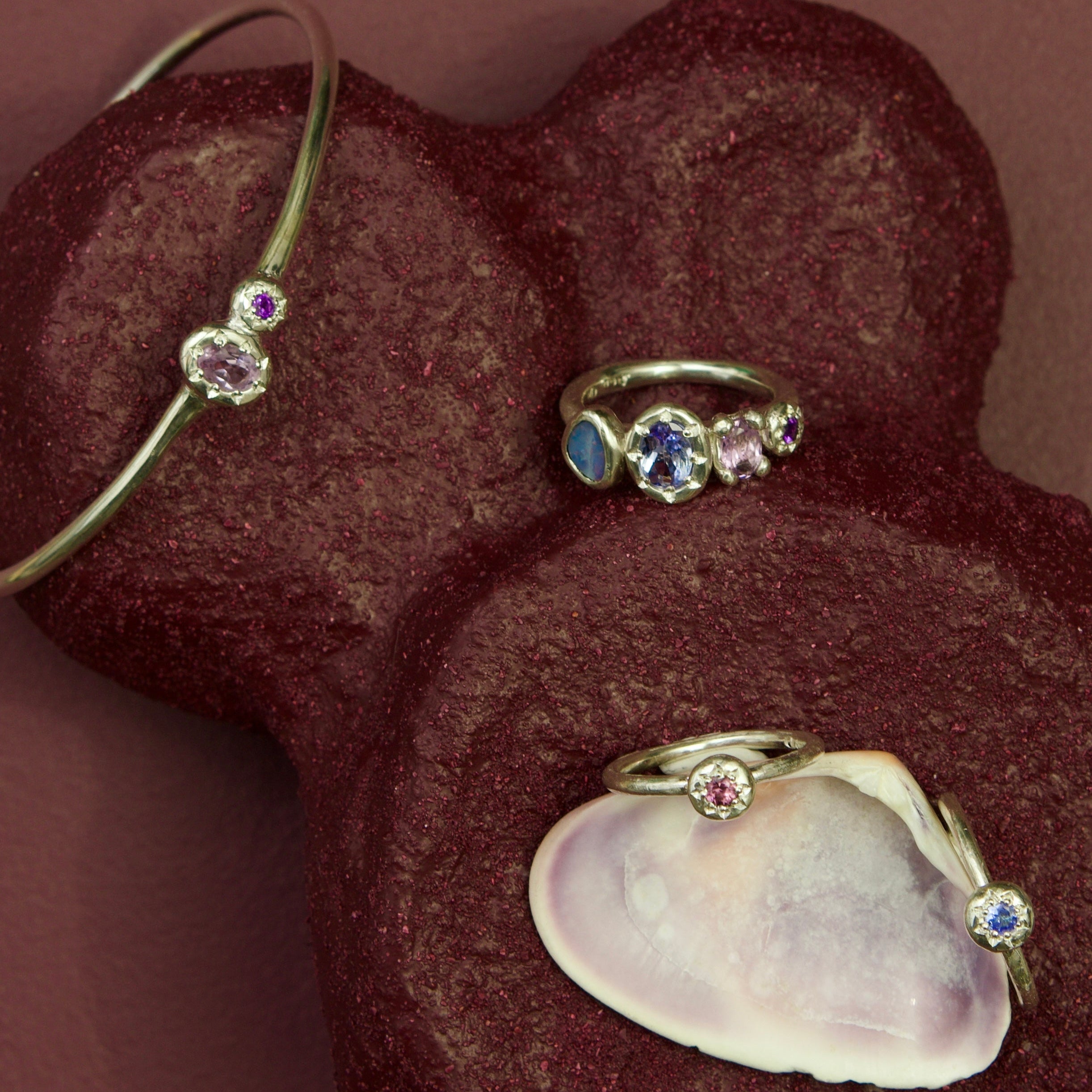 Siren Amethyst Sterling Silver Bangle
