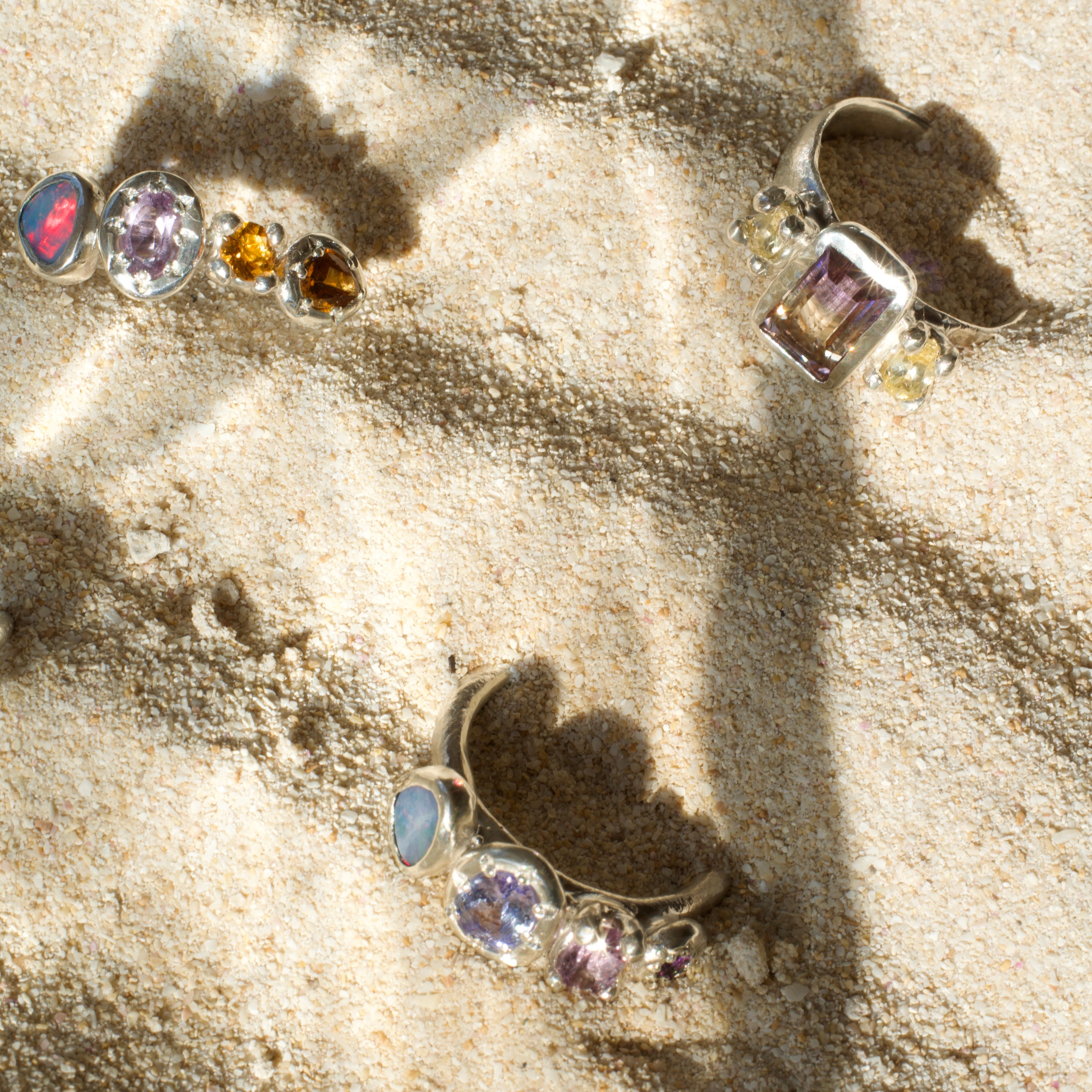 Seashells Ametrine & Sapphire Sterling Silver Ring