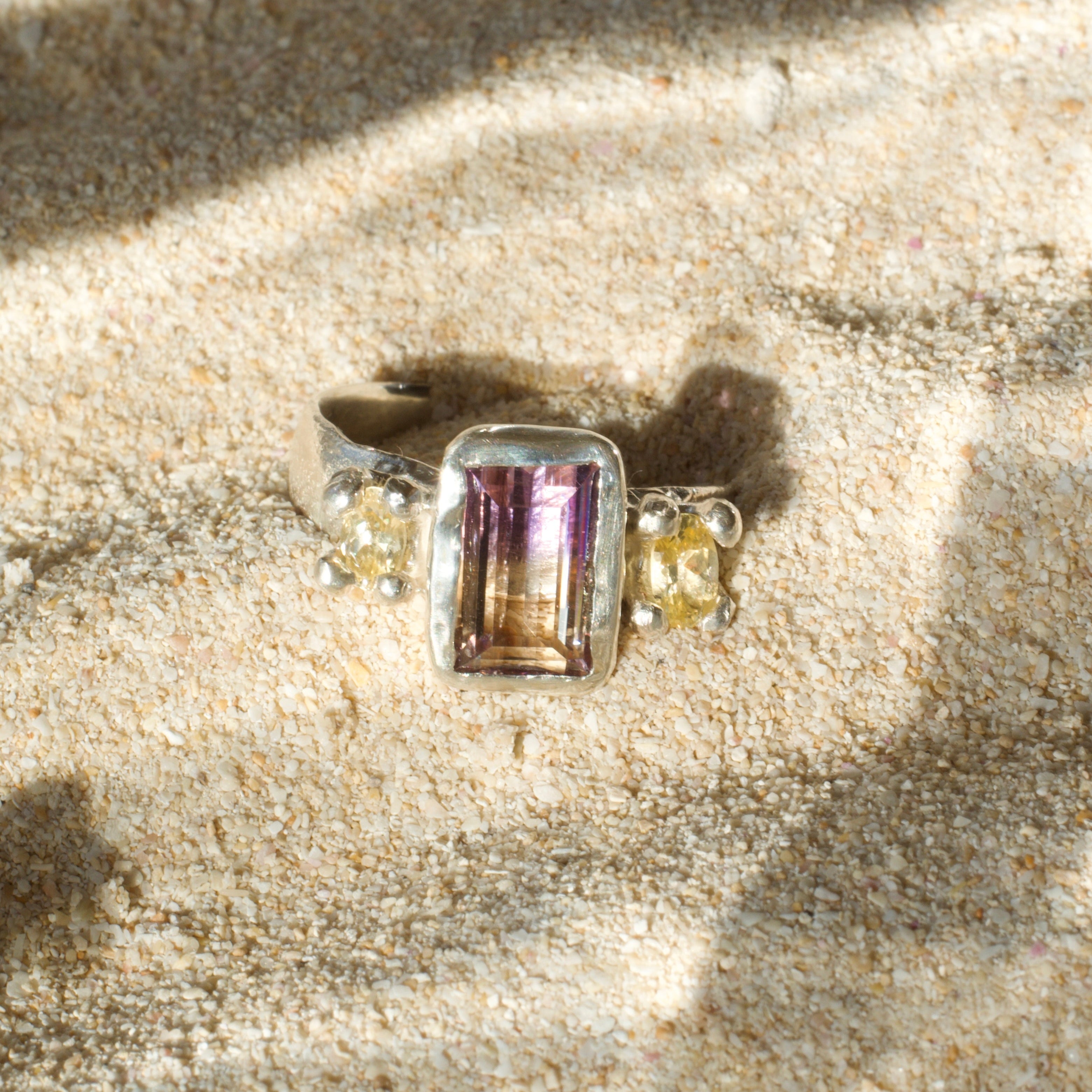 Seashells Ametrine & Sapphire Sterling Silver Ring