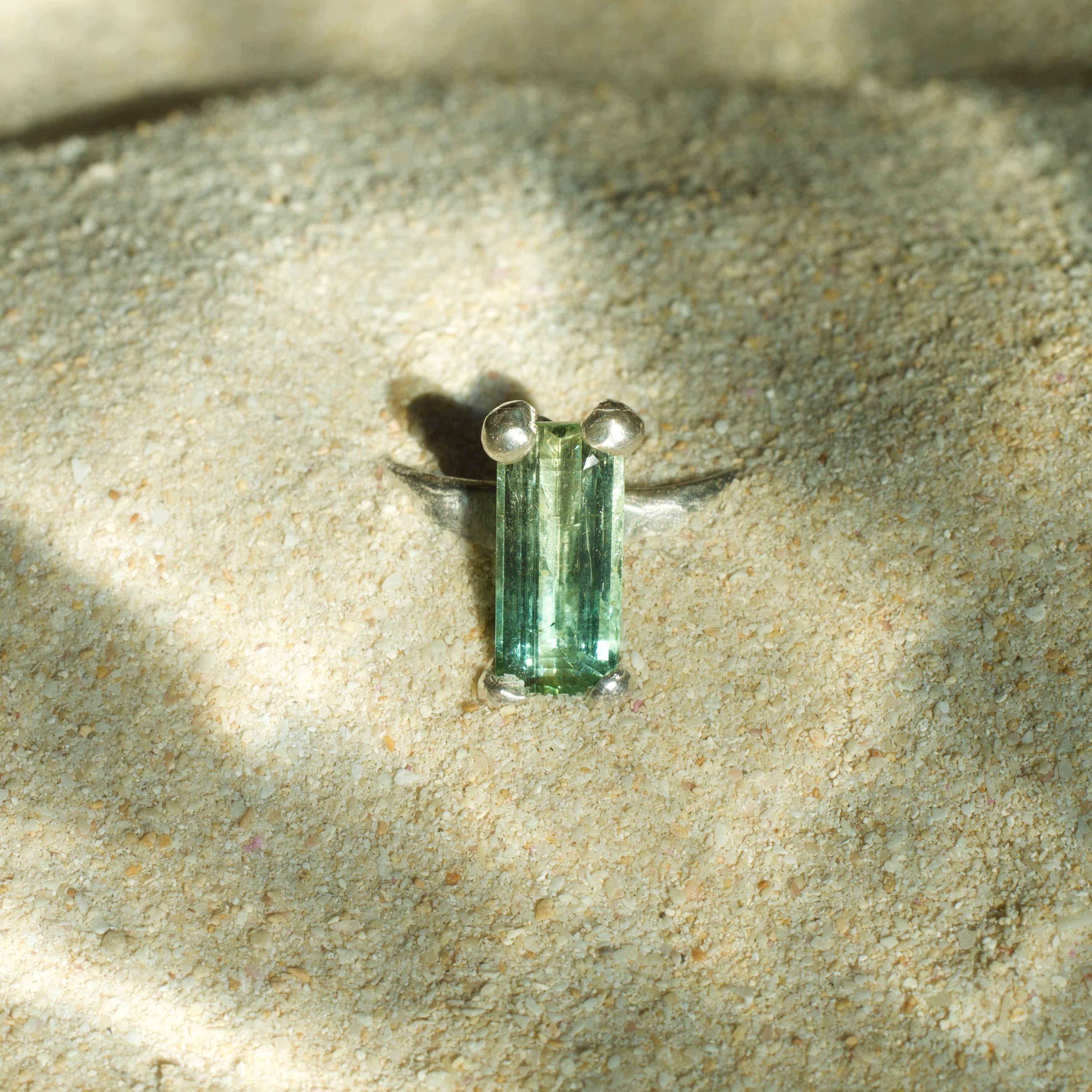 Tide Bi-Colour Green Tourmaline Sterling Silver Ring