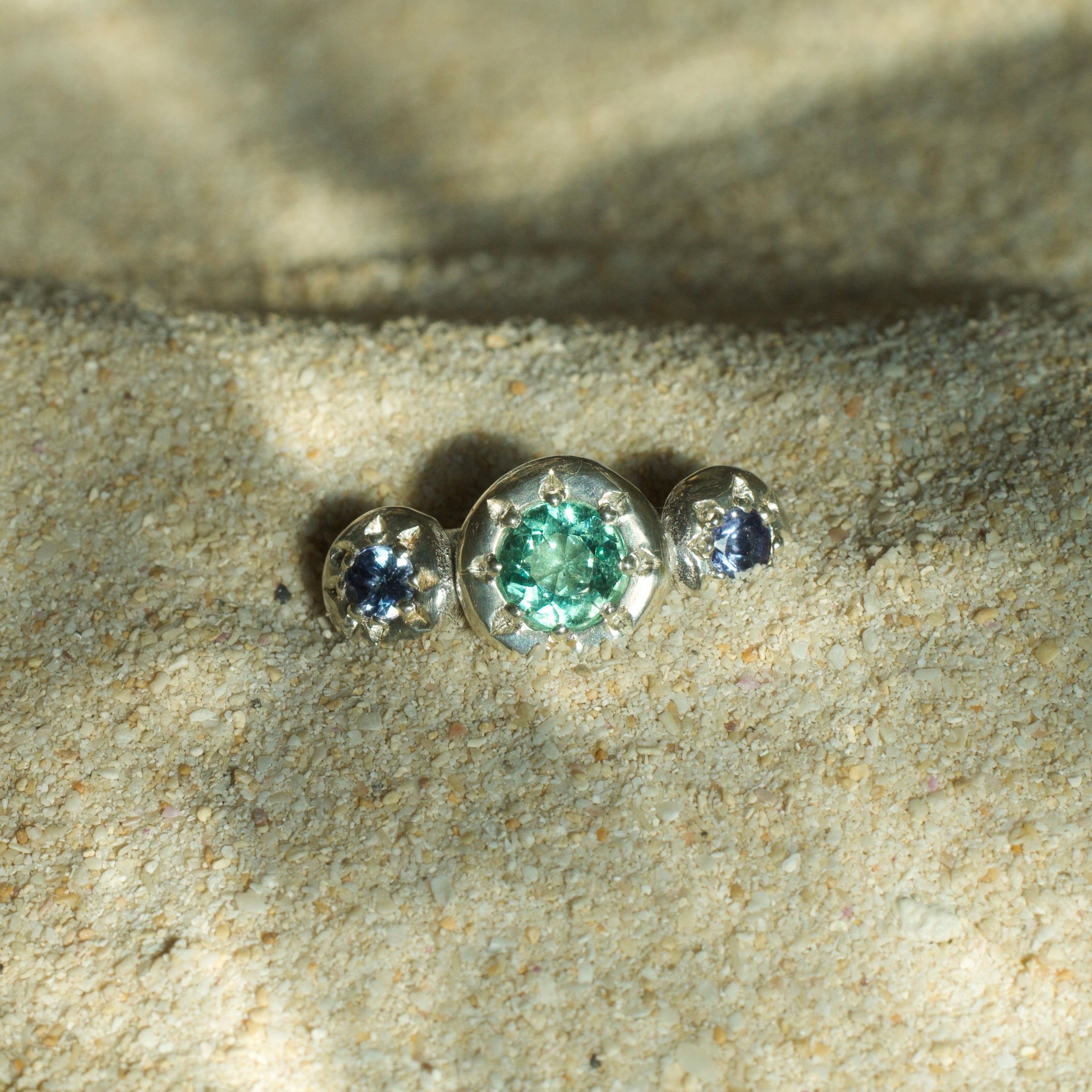 Nereid Emerald & Tanzanite Sterling Silver Ring