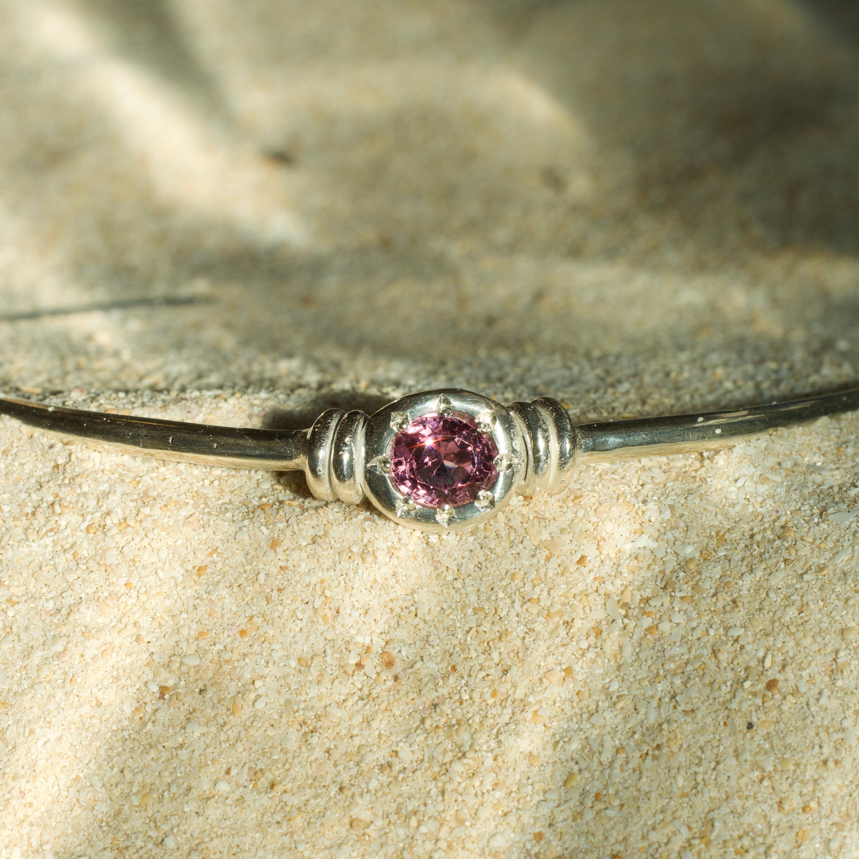 Seastar Pink Tourmaline Sterling Silver Bangle