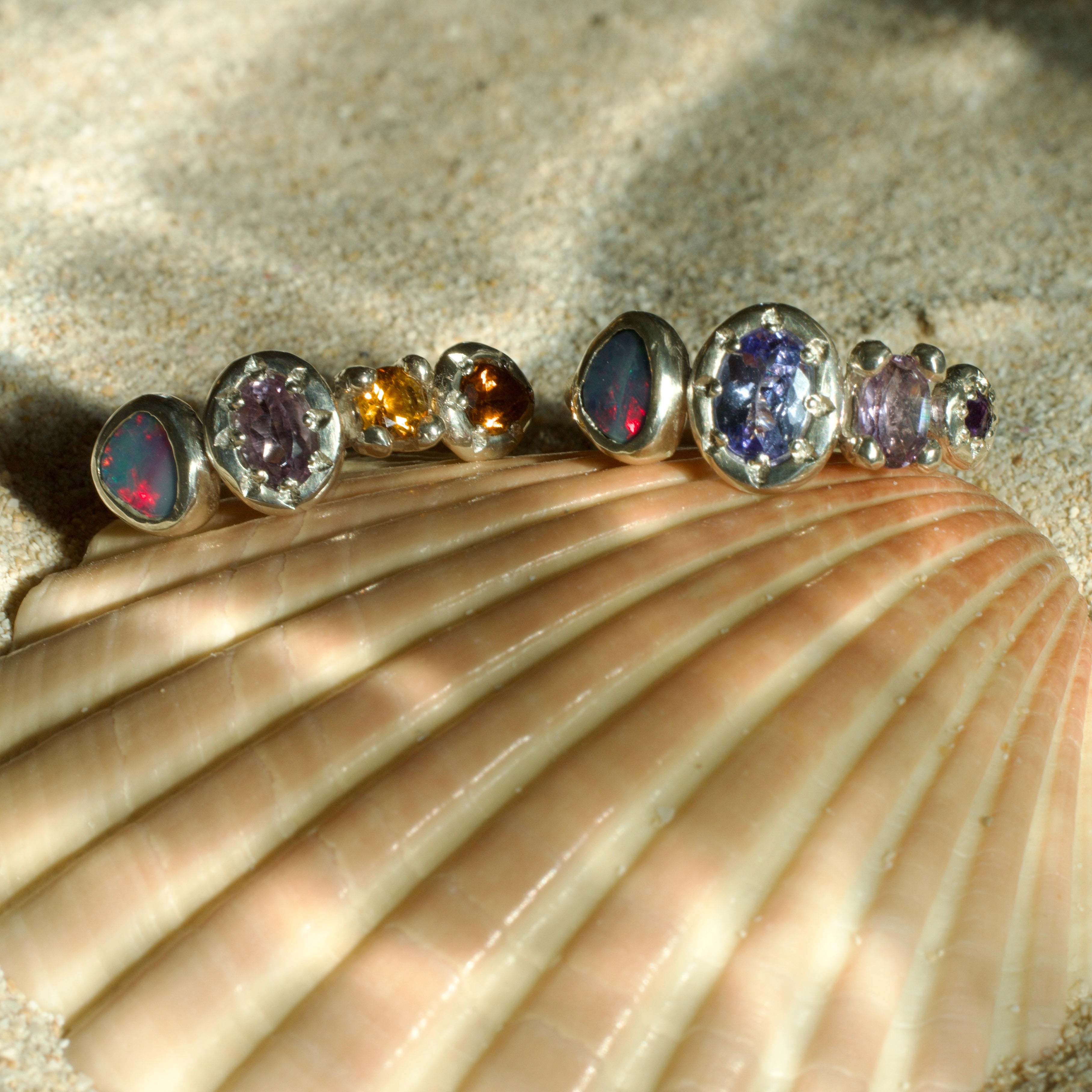 Solara Opal, Amethyst, Citrine & Tourmaline Sterling Silver Ring