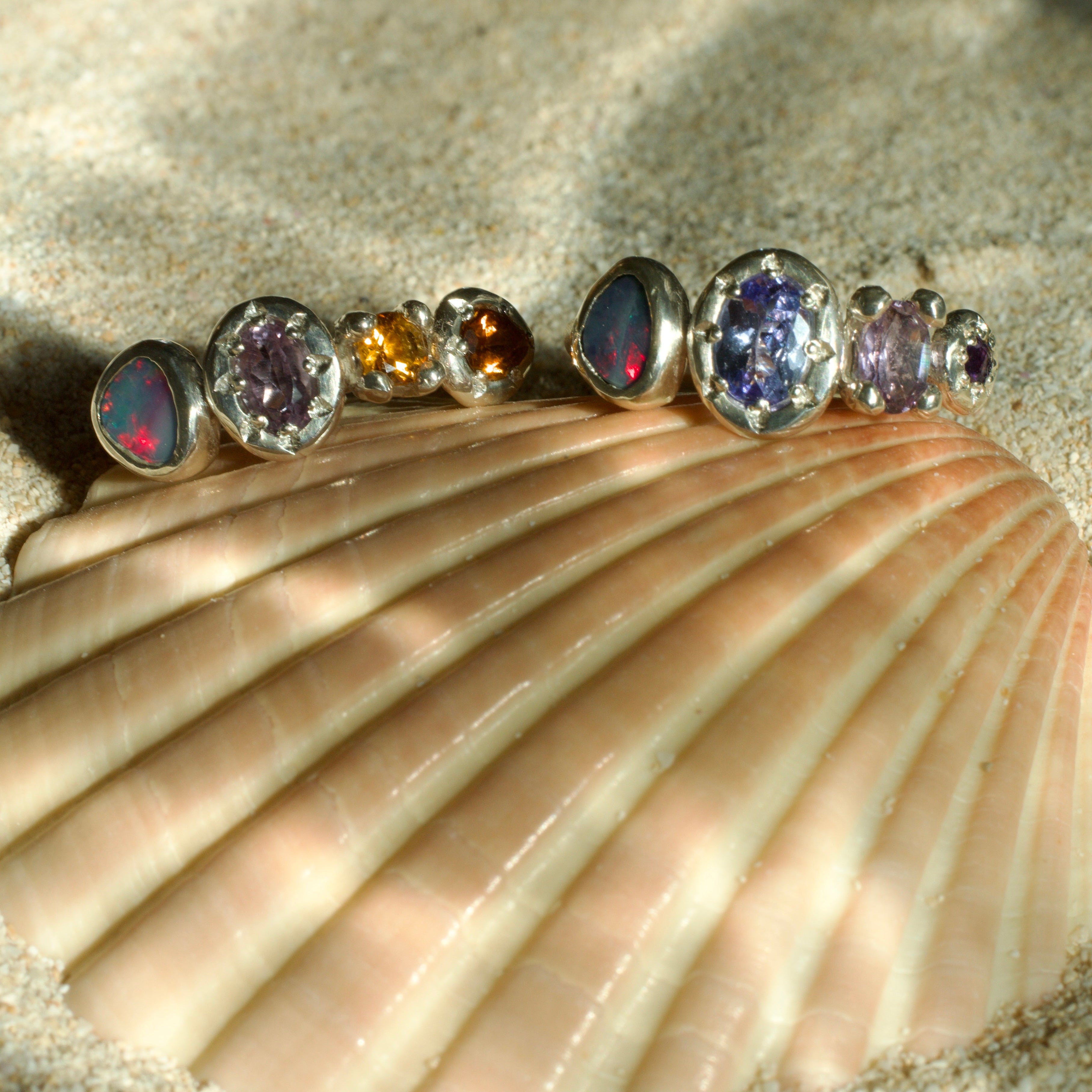 Siren Opal, Tanzanite & Amethyst Sterling Silver Ring