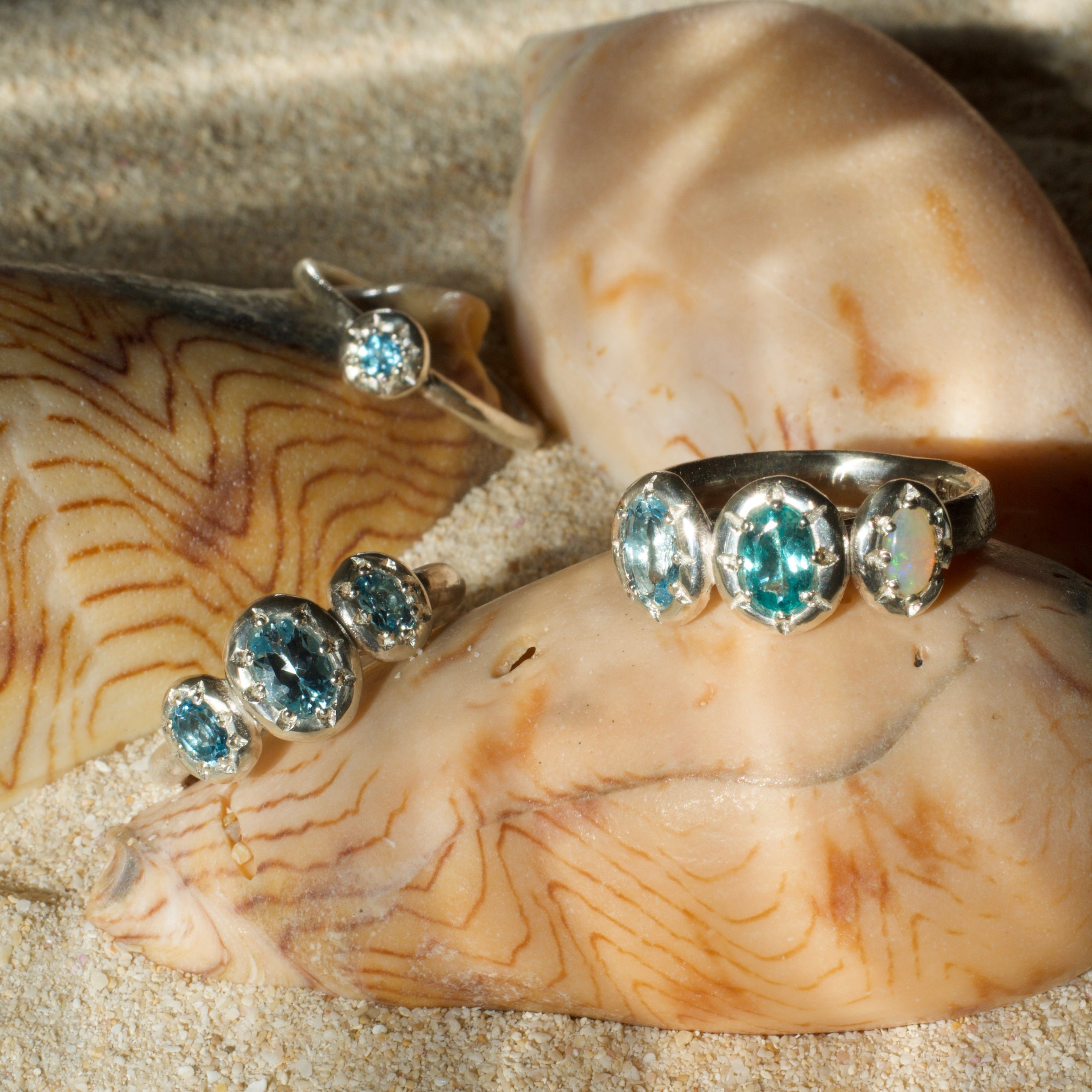 Cove Aquamarine, Apatite & Opal Sterling Silver Ring