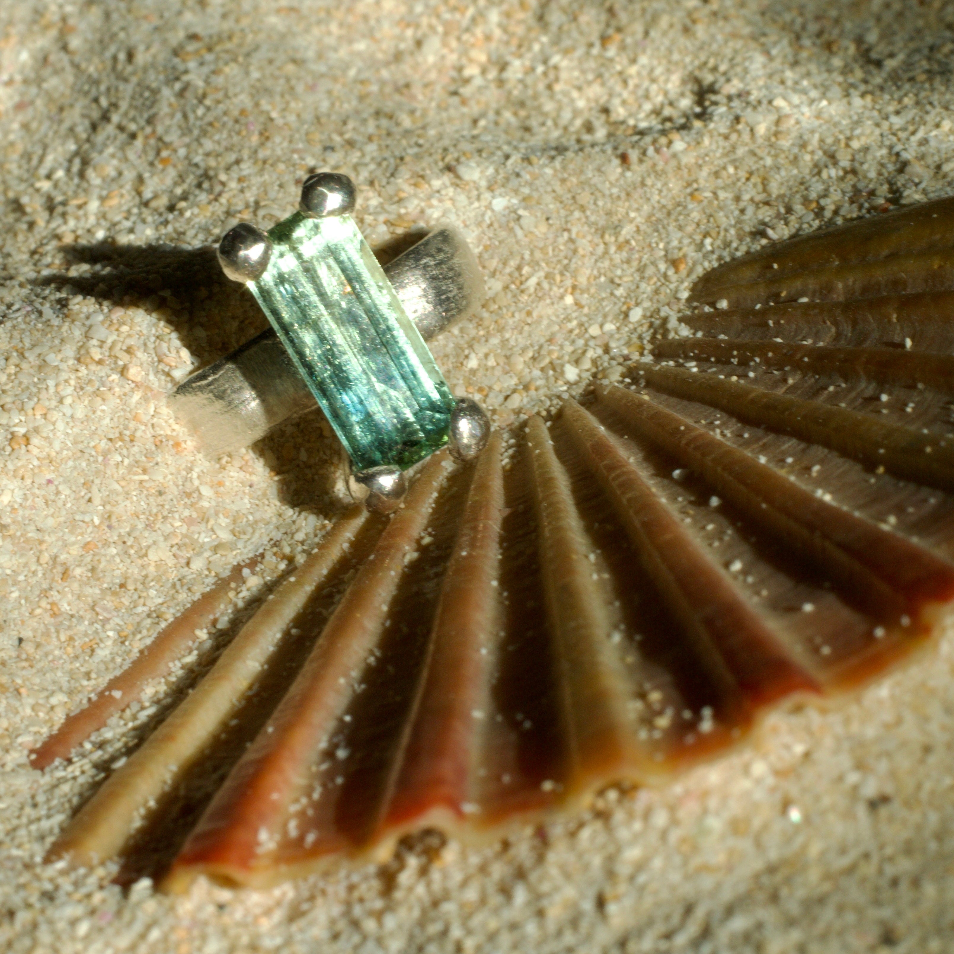 Tide Bi-Colour Green Tourmaline Sterling Silver Ring