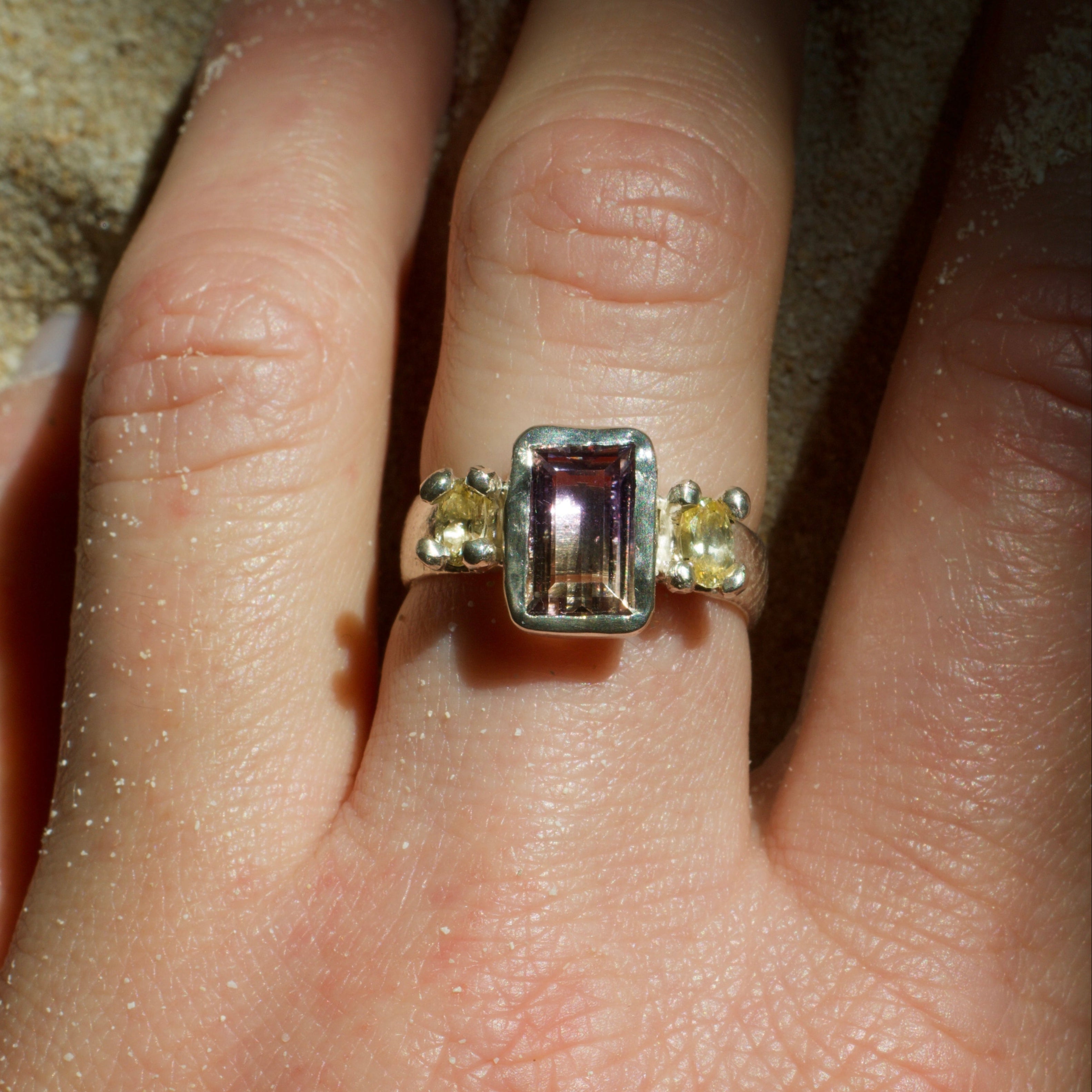 Seashells Ametrine & Sapphire Sterling Silver Ring