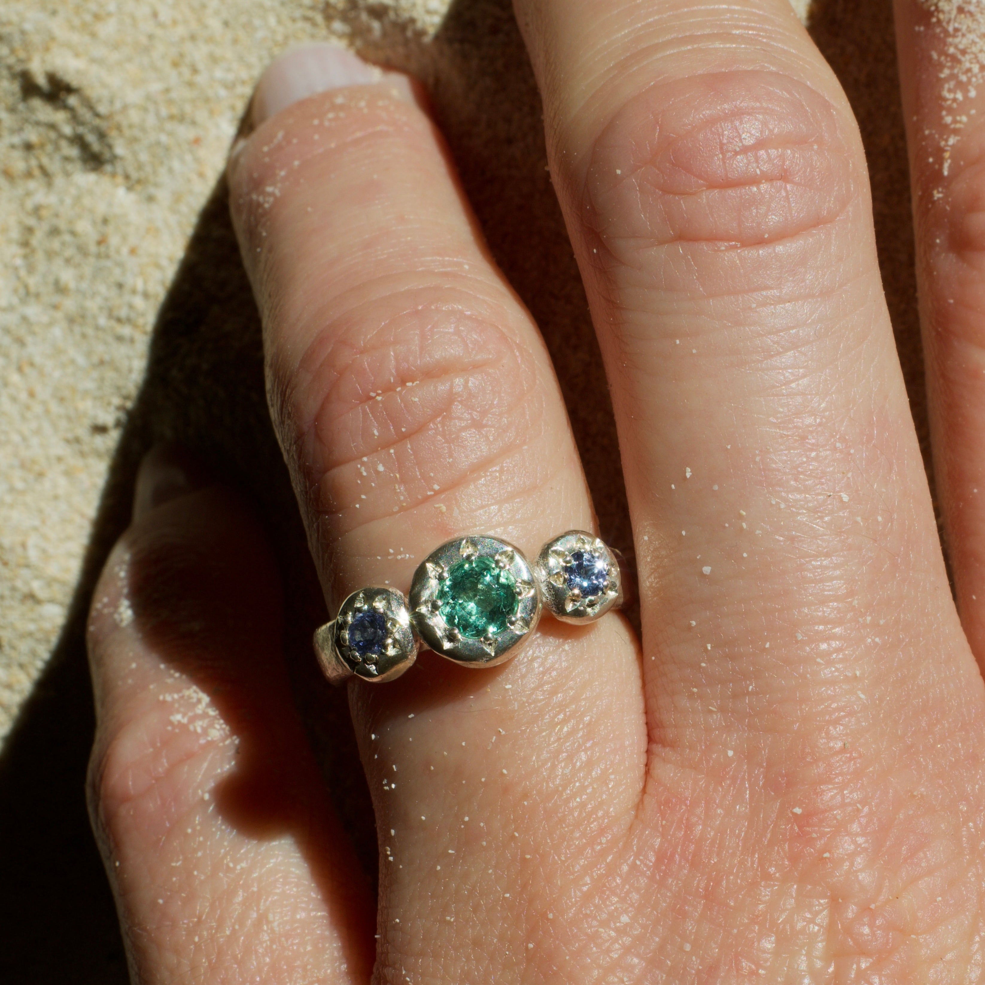 Nereid Emerald & Tanzanite Sterling Silver Ring