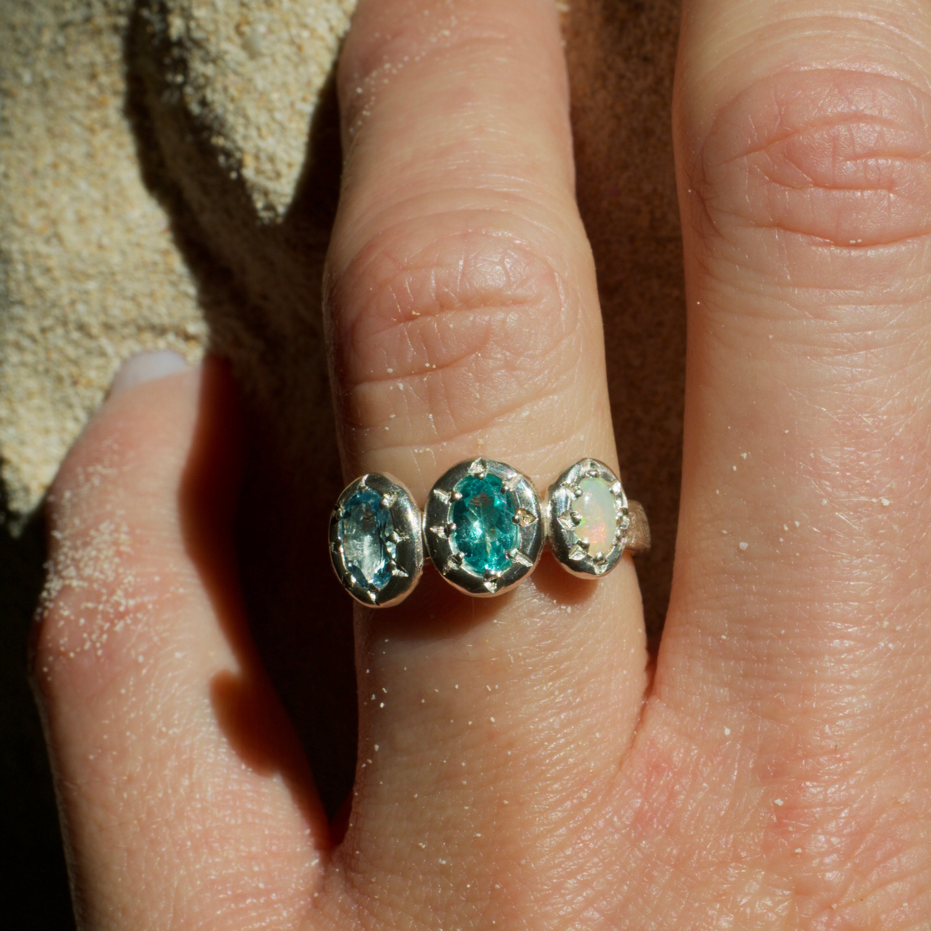 Cove Aquamarine, Apatite & Opal Sterling Silver Ring