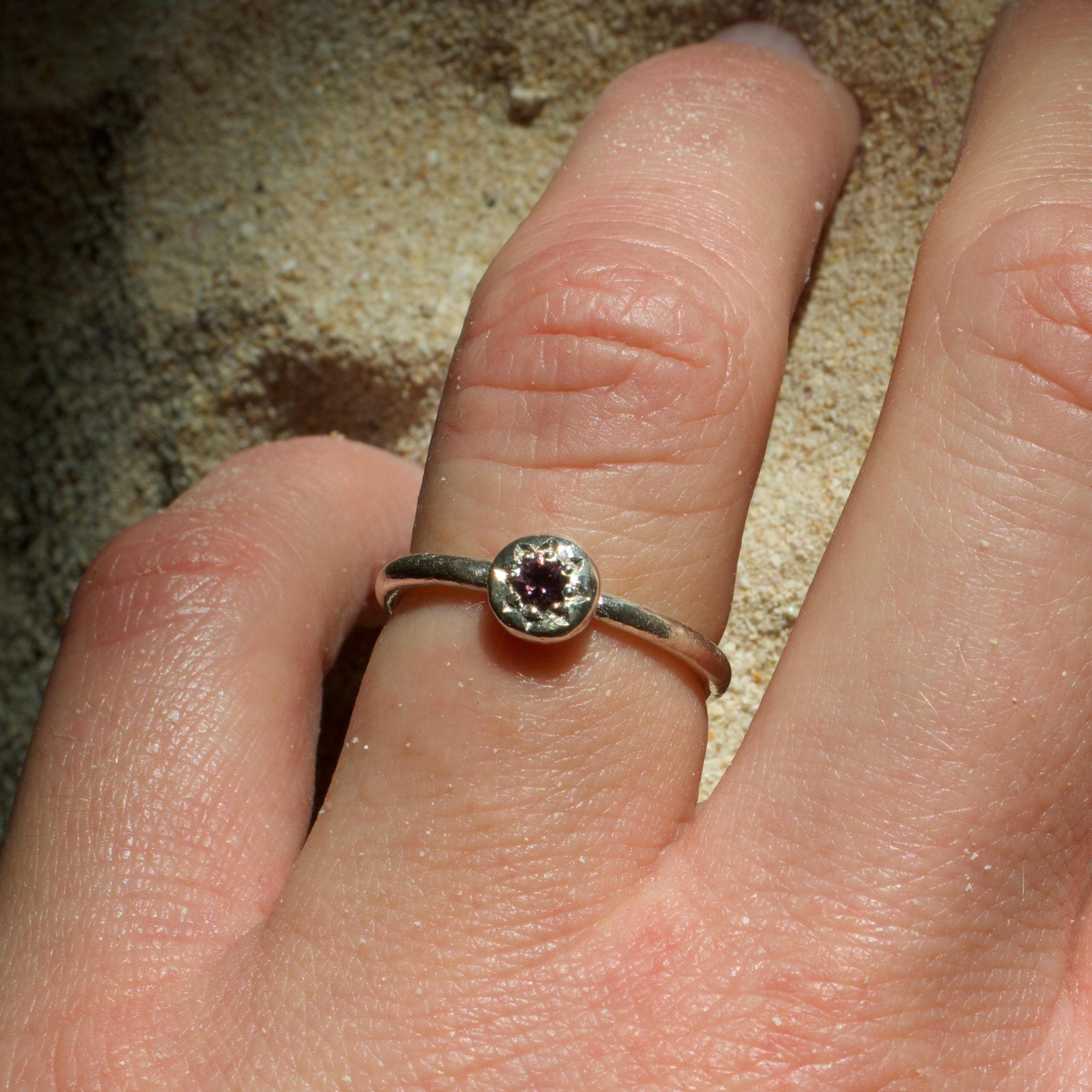 Seastar Pink Sapphire Sterling Silver Ring