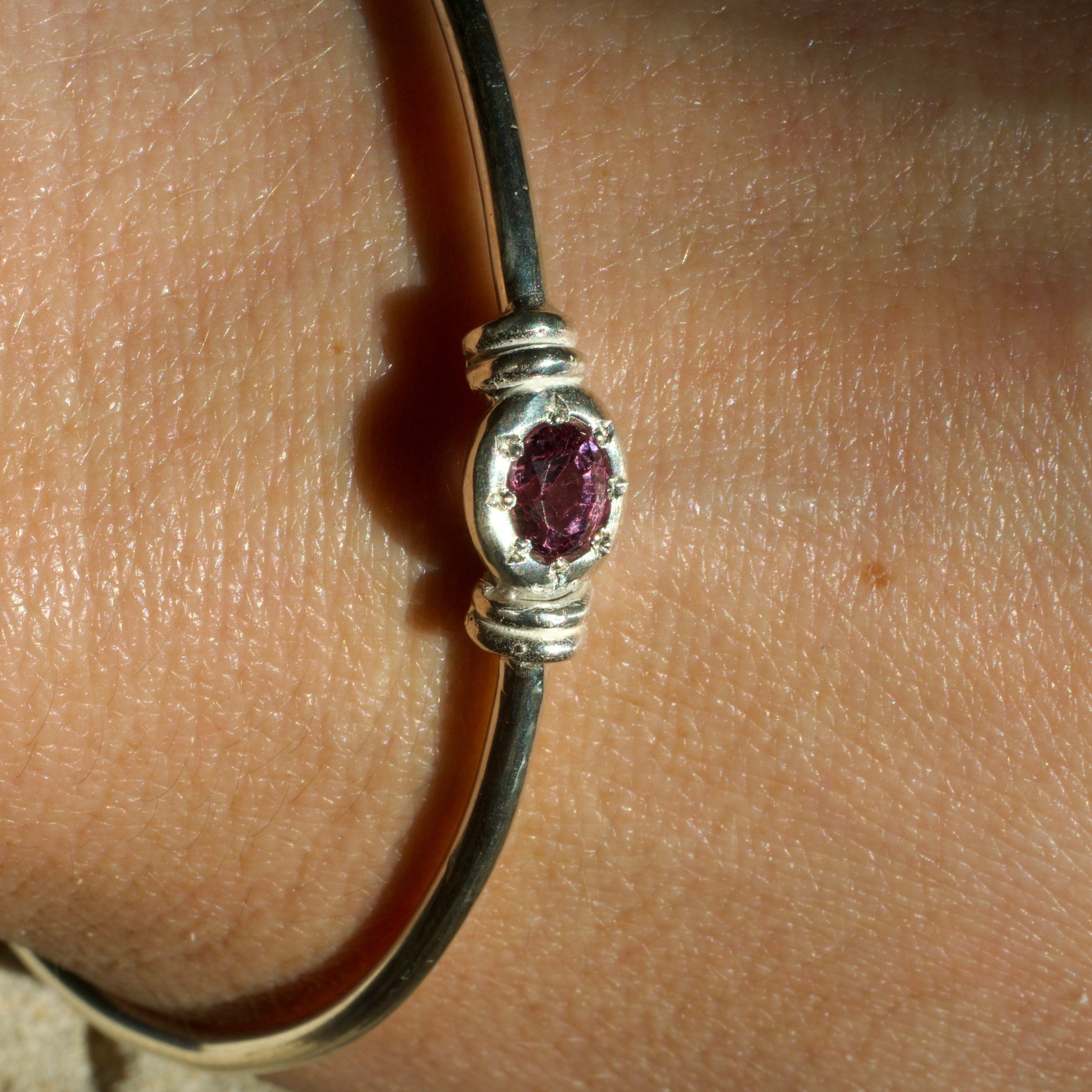 Seastar Pink Tourmaline Sterling Silver Bangle