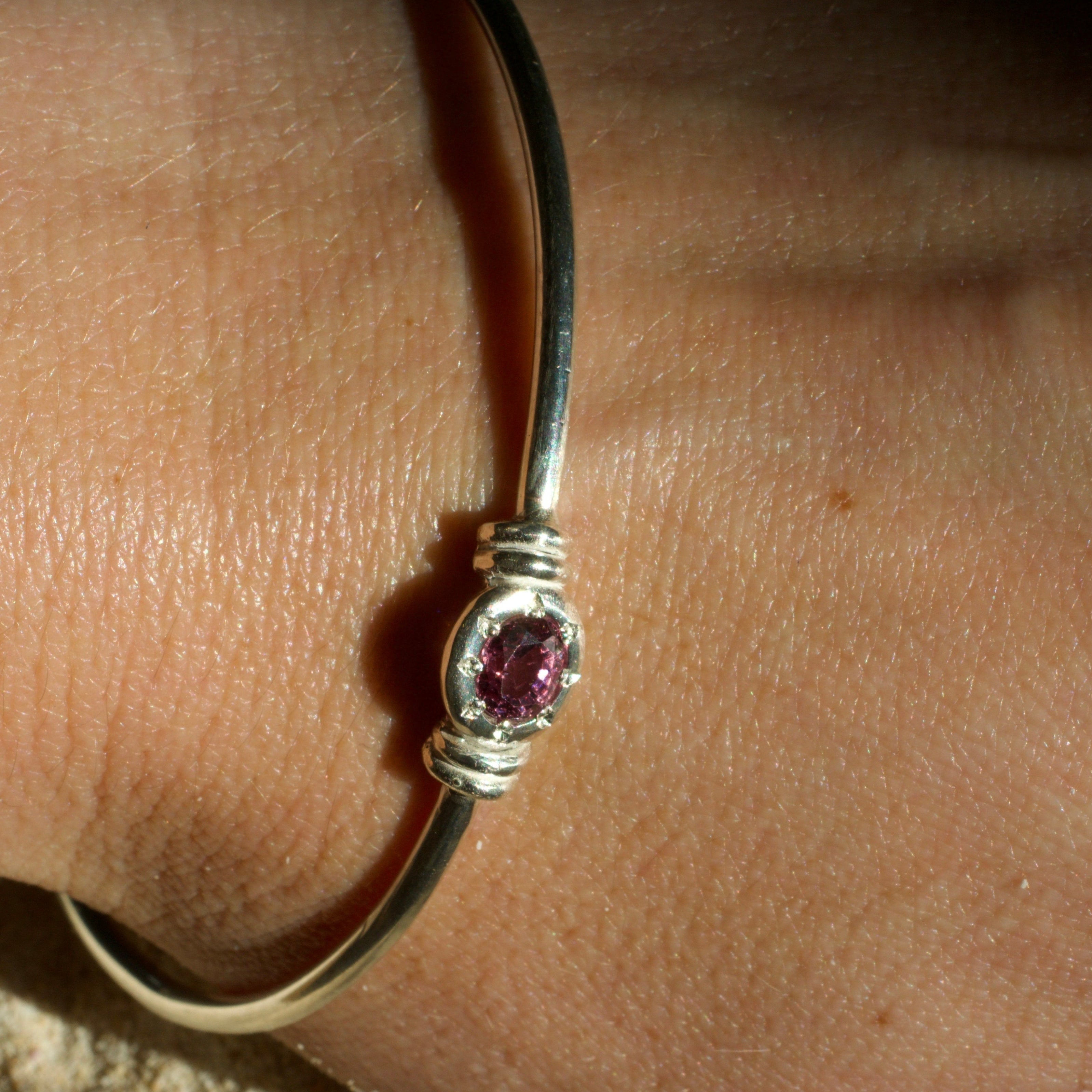 Seastar Pink Tourmaline Sterling Silver Bangle