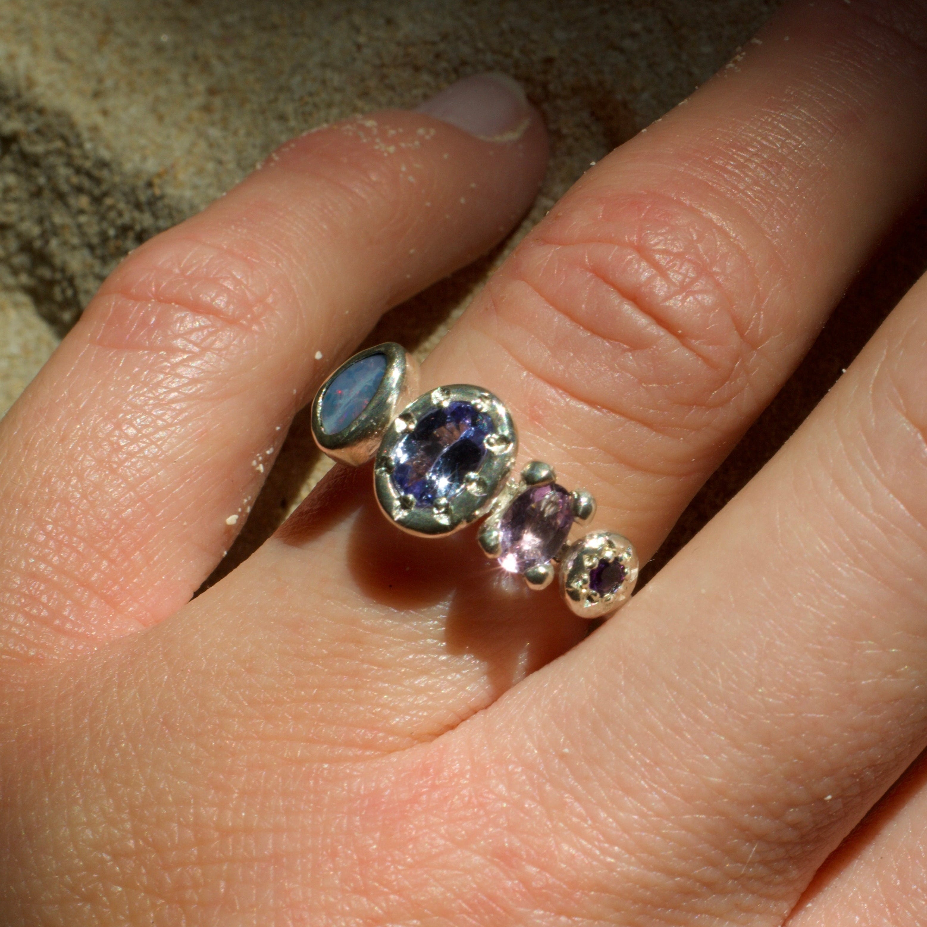 Siren Opal, Tanzanite & Amethyst Sterling Silver Ring