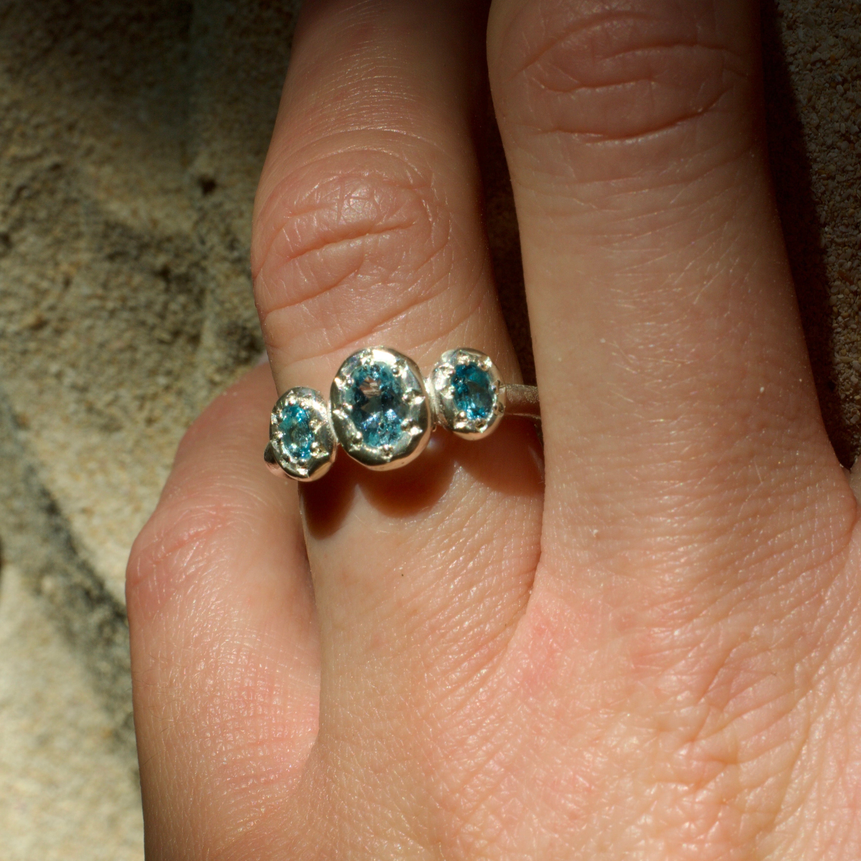 Salt Blue Aquamarine & Topaz Sterling Silver Ring